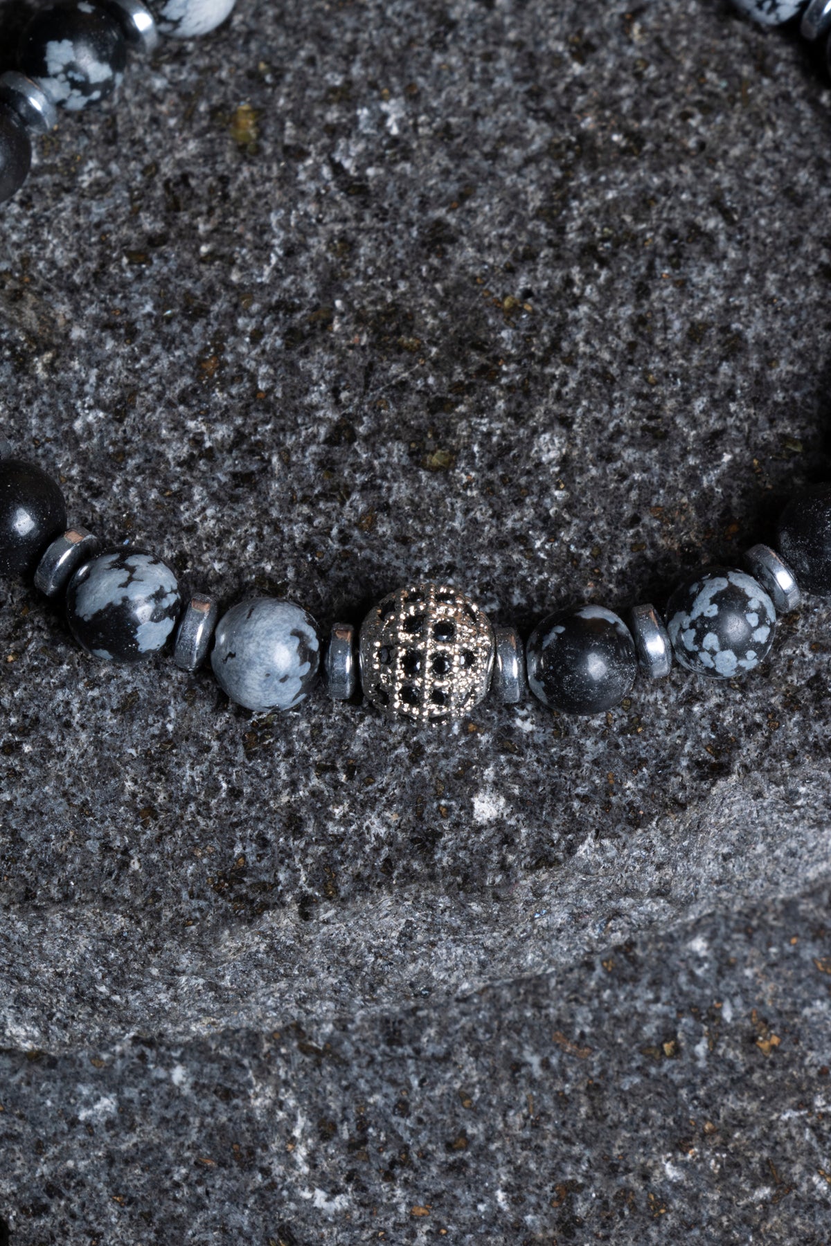 Laboratory Certified Snowflake Obsidian Natural Stone Bracelet