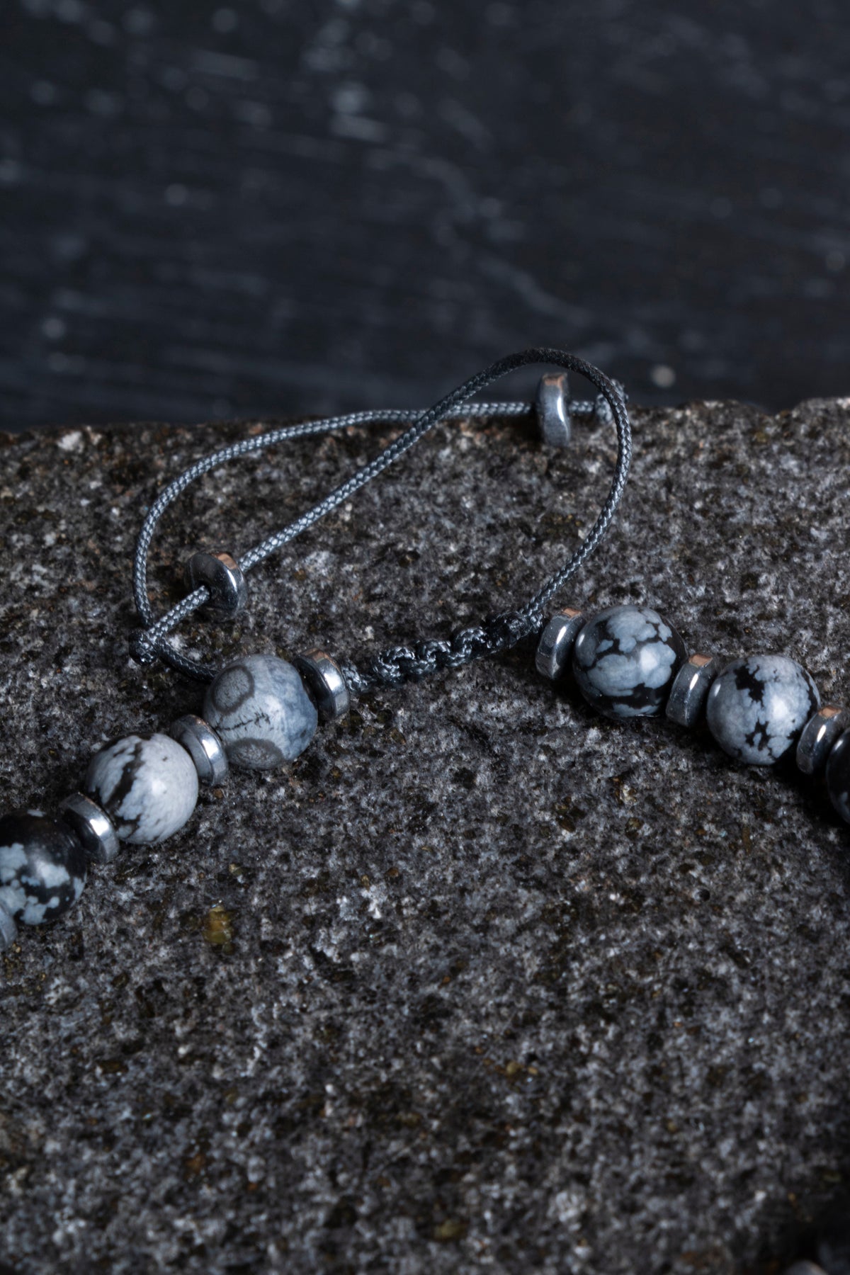 Laboratory Certified Snowflake Obsidian Natural Stone Bracelet