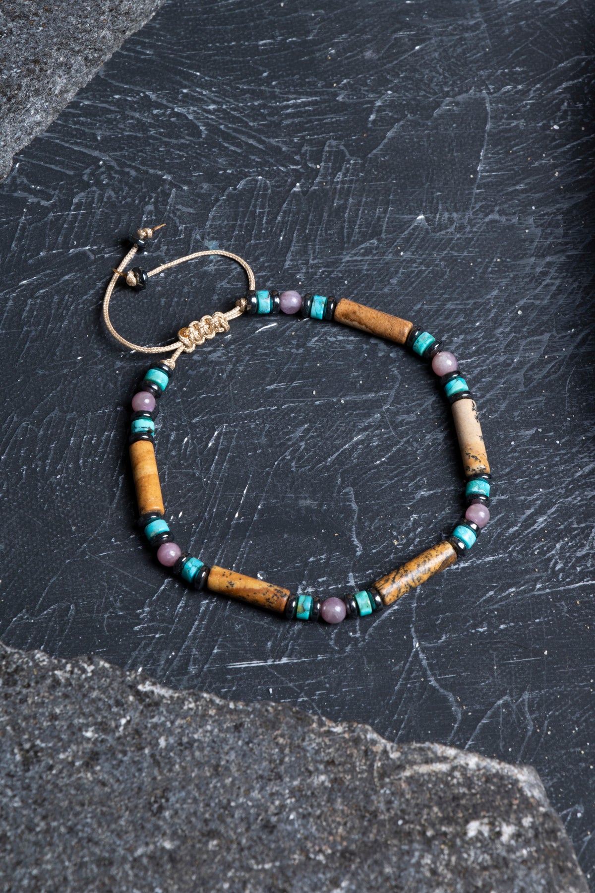 Laboratory Certified Jasper, Ruby & Turquoise Natural Stone Bracelet