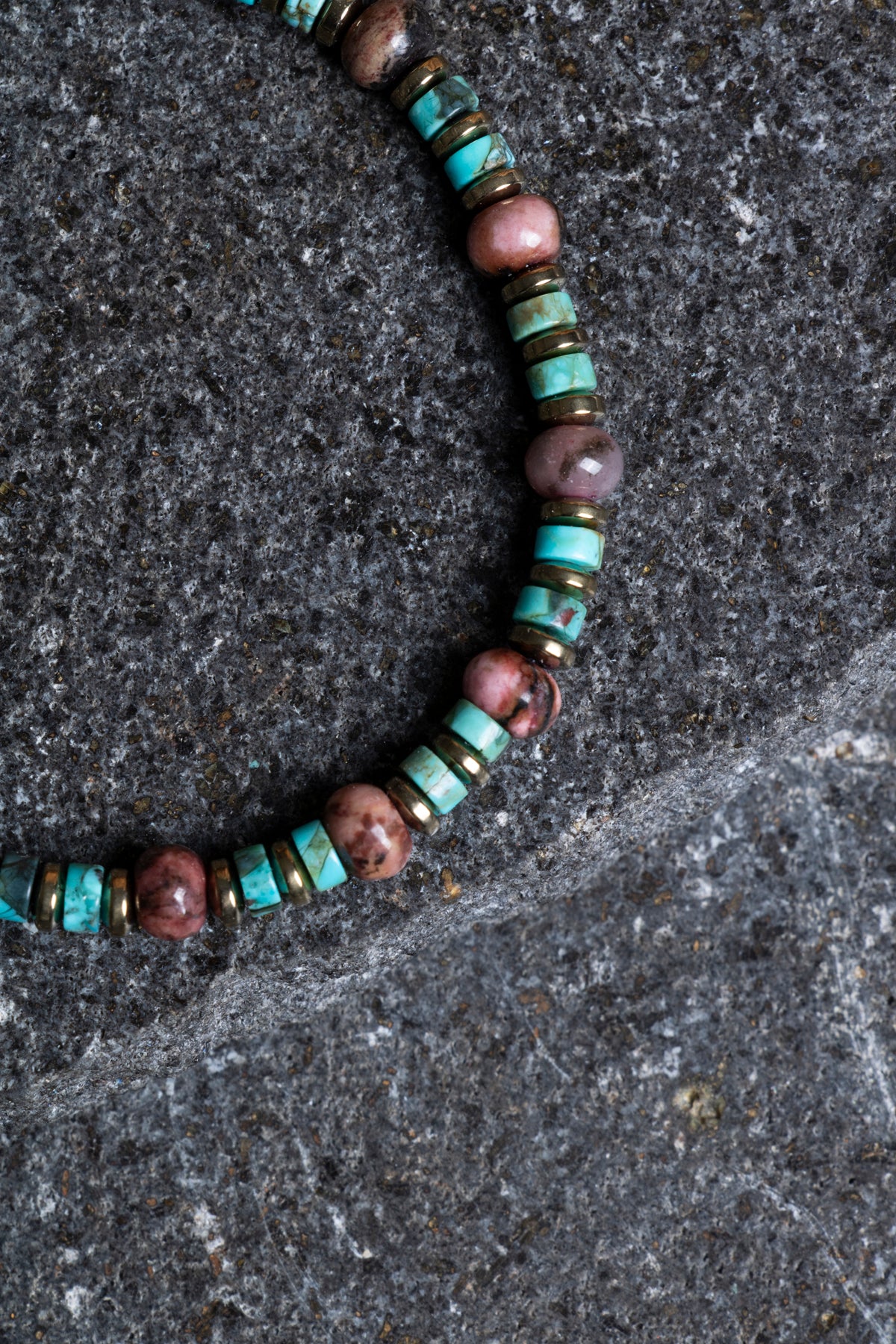 Laboratory Certified Rhodonite, Turquoise & Hematite Natural Stone Bracelet