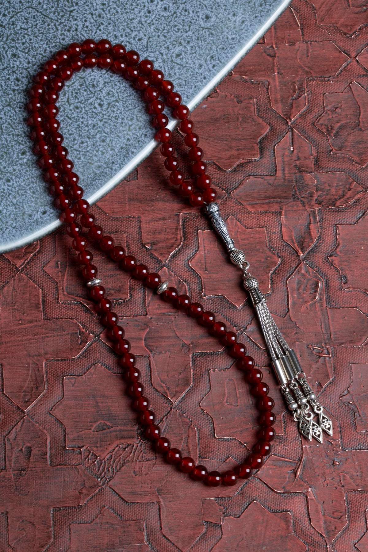 Laboratory Certified Red Agate Natural Stone Prayer Beads 99 Beads – 6 mm