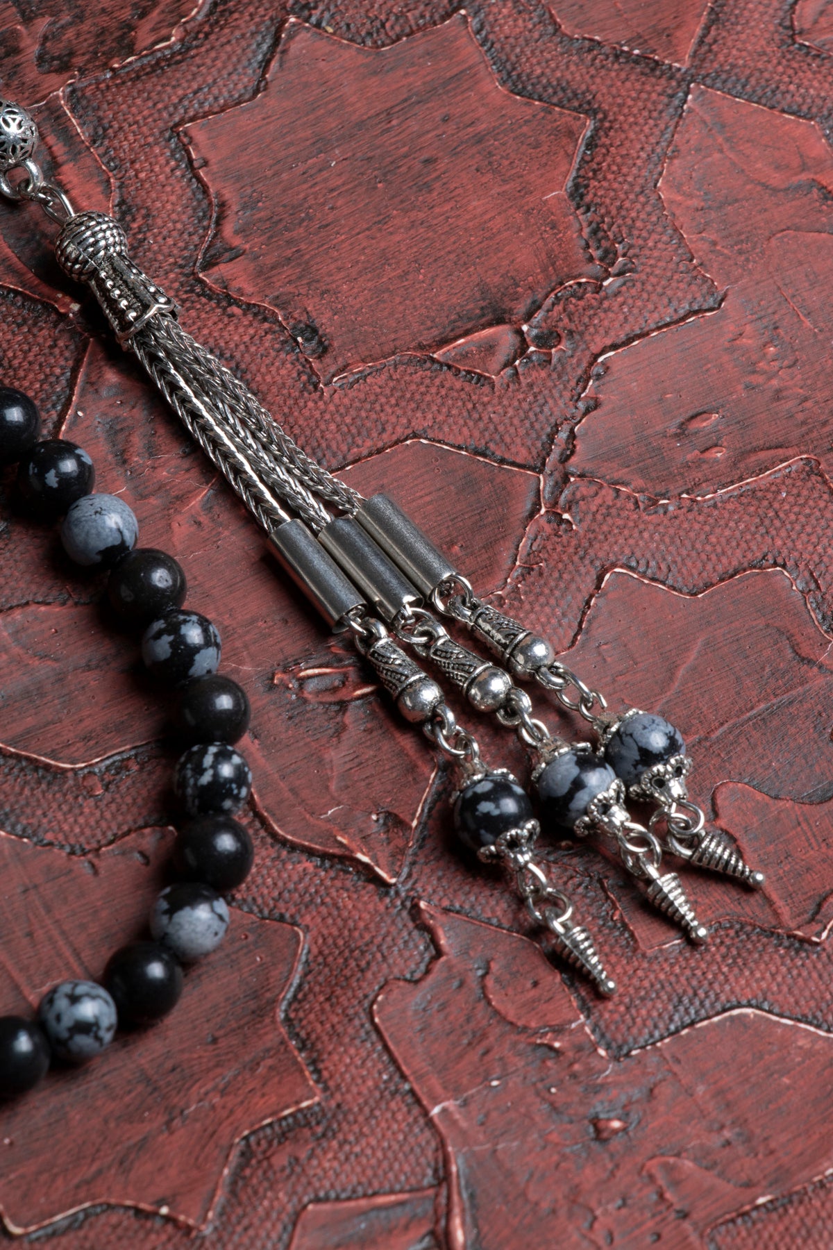 Laboratory Certified Snowflake Obsidian Natural Stone Prayer Beads 99 Beads – 6 mm