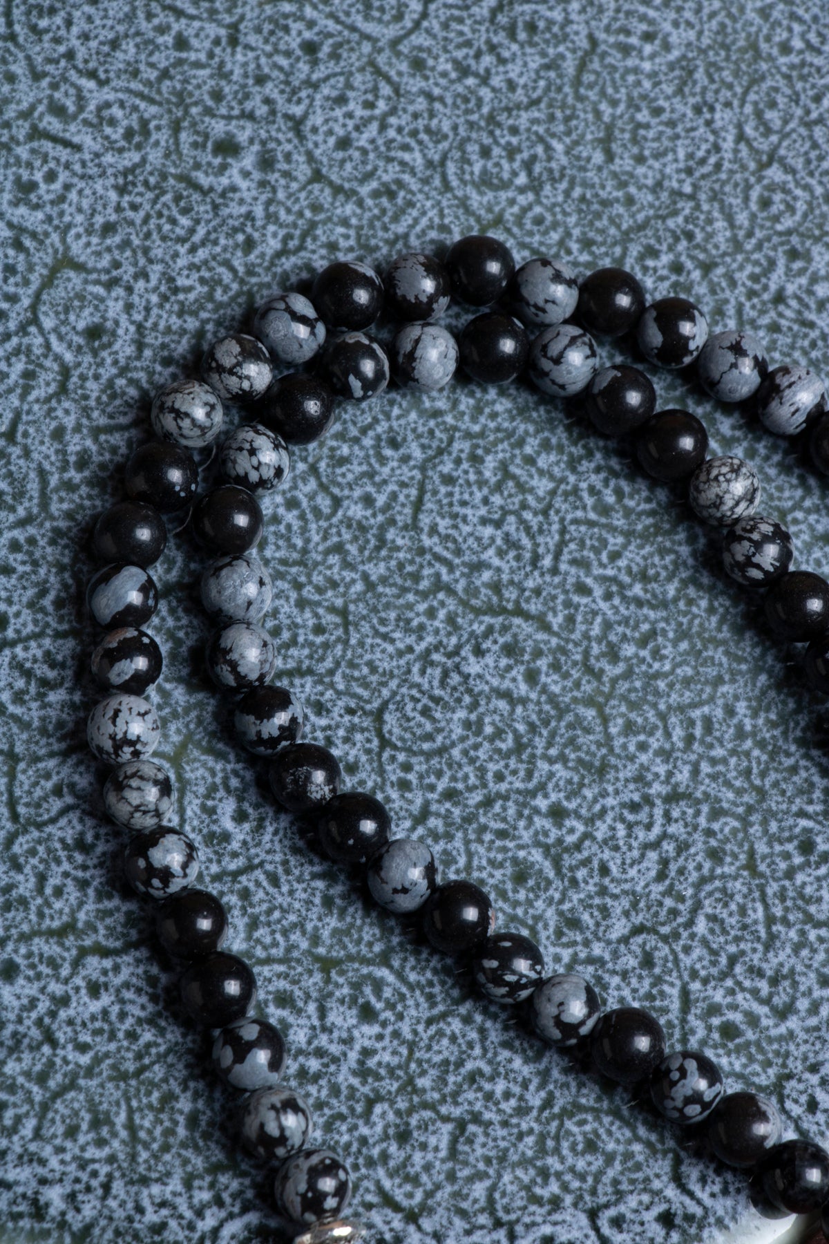 Laboratory Certified Snowflake Obsidian Natural Stone Prayer Beads 99 Beads – 6 mm