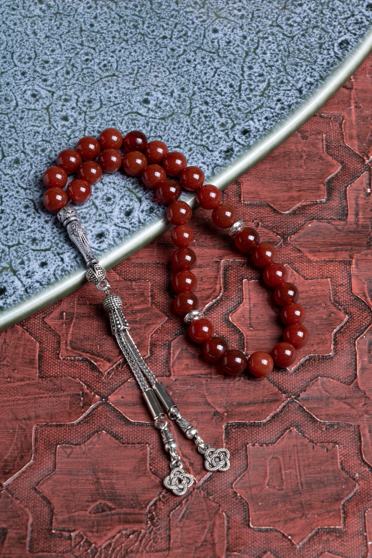 Laboratory Certified Red Agate Natural Stone Prayer Beads 33 Beads – 8 mm
