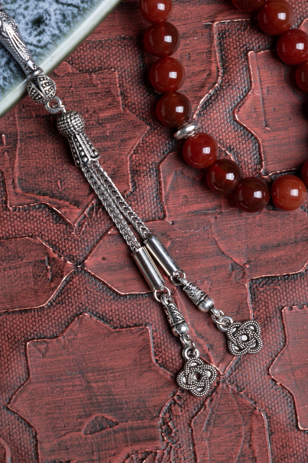 Laboratory Certified Red Agate Natural Stone Prayer Beads 33 Beads – 8 mm