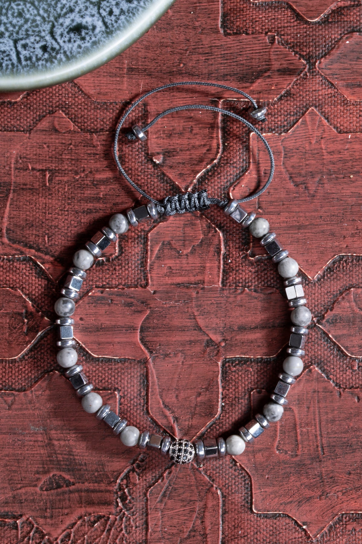 Laboratory Certified Jasper & Hematite Natural Stone Bracelet