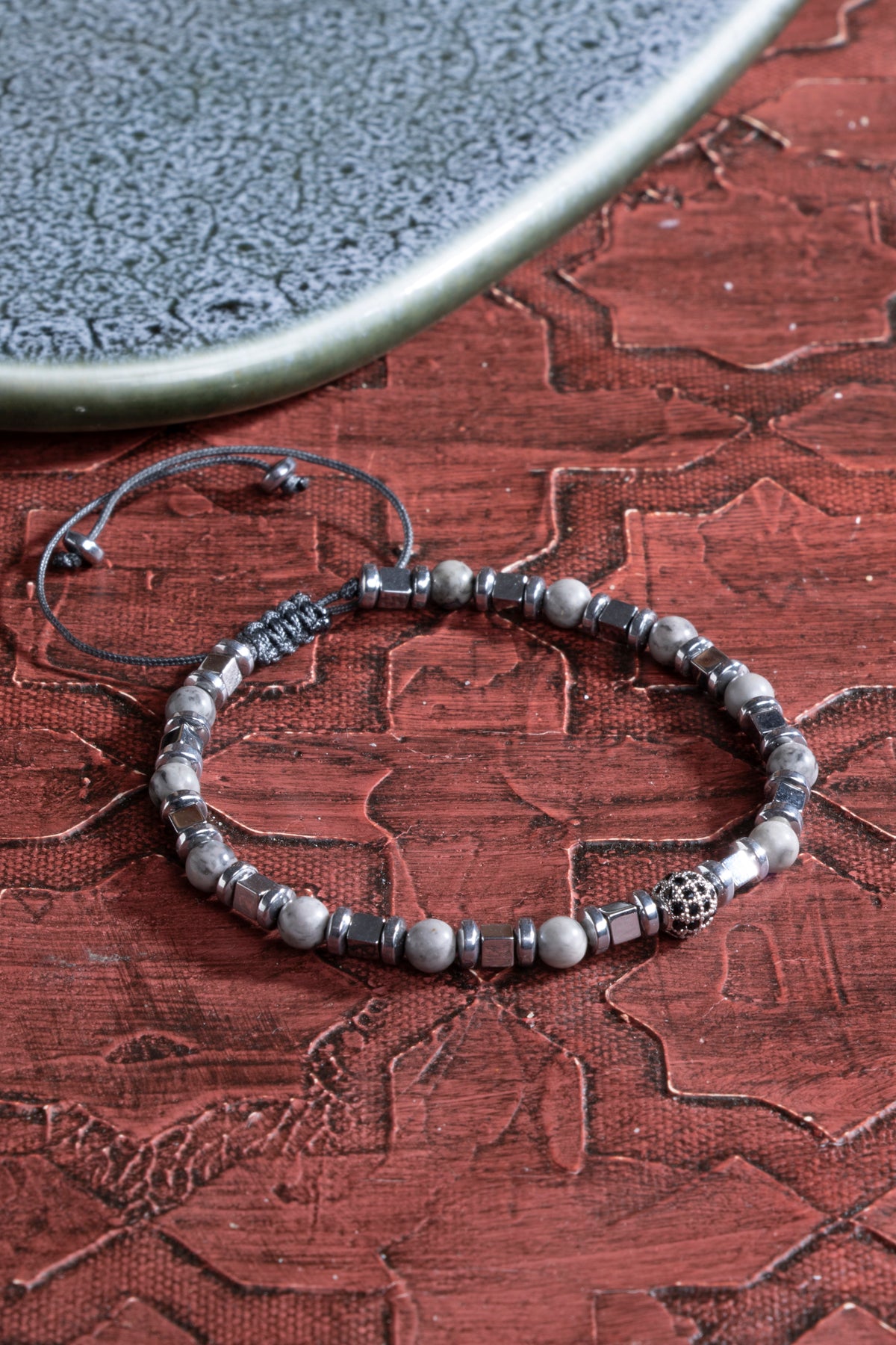 Laboratory Certified Jasper & Hematite Natural Stone Bracelet