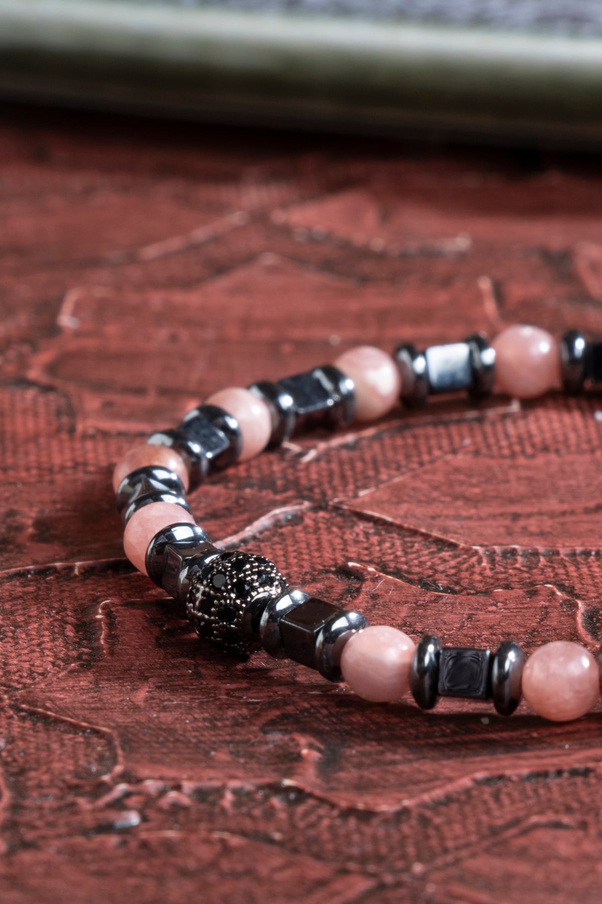 Laboratory Certified Rhodochrosite & Hematite Natural Stone Bracelet