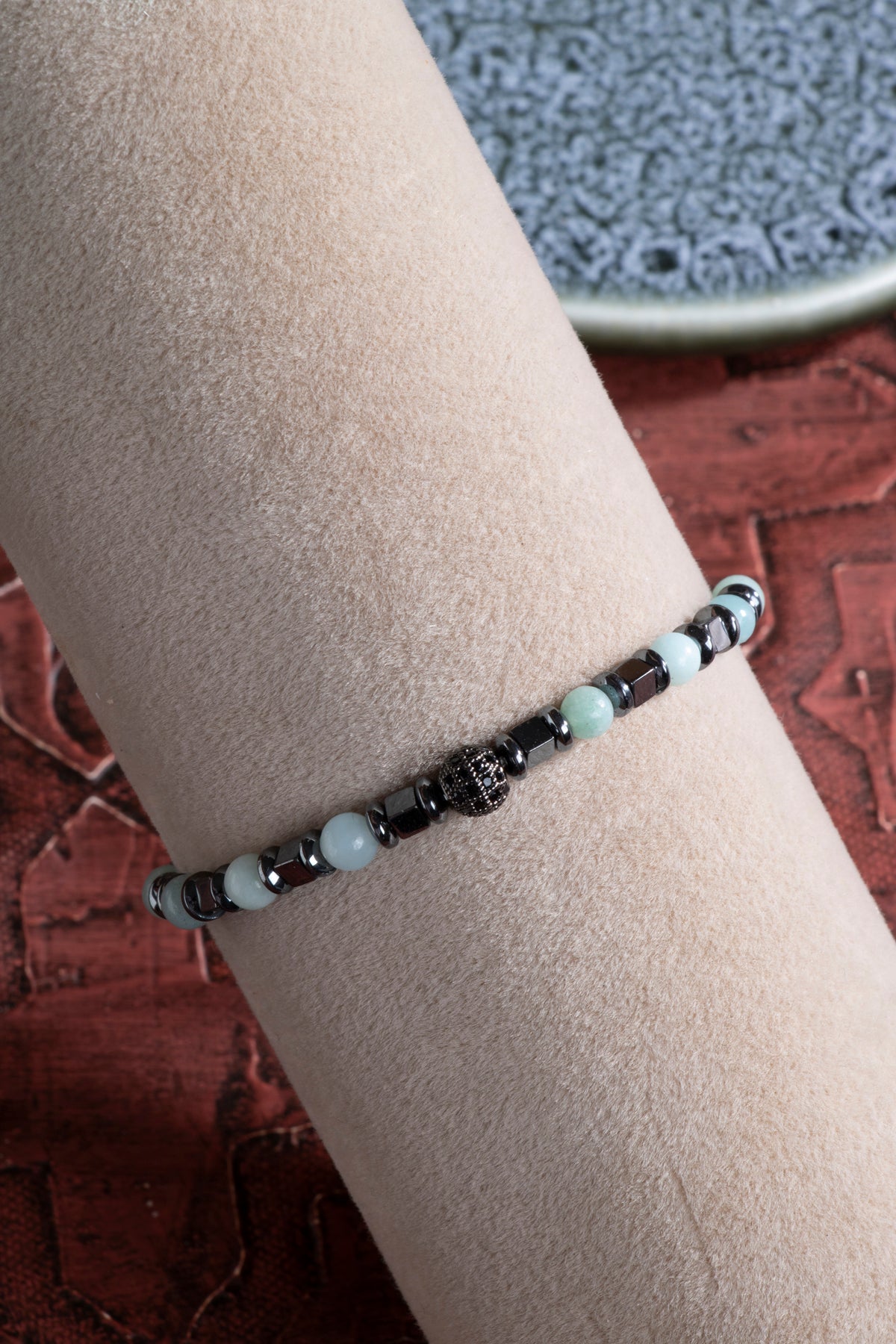 Laboratory Certified Aquamarine & Hematite Natural Stone Bracelet