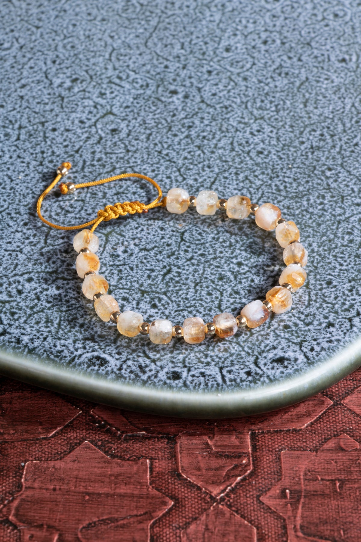 Laboratory Certified Citrine & Hematite Natural Stone Bracelet