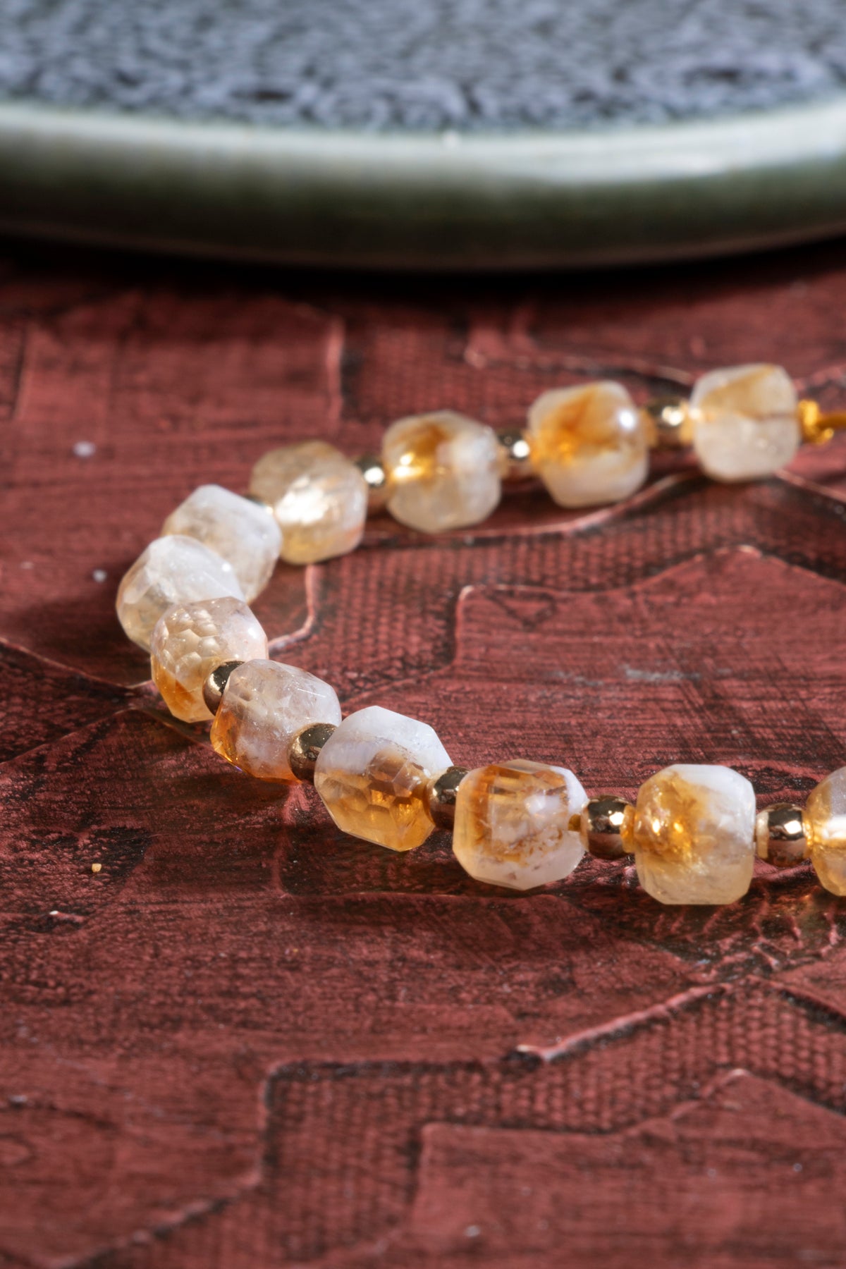 Laboratory Certified Citrine & Hematite Natural Stone Bracelet