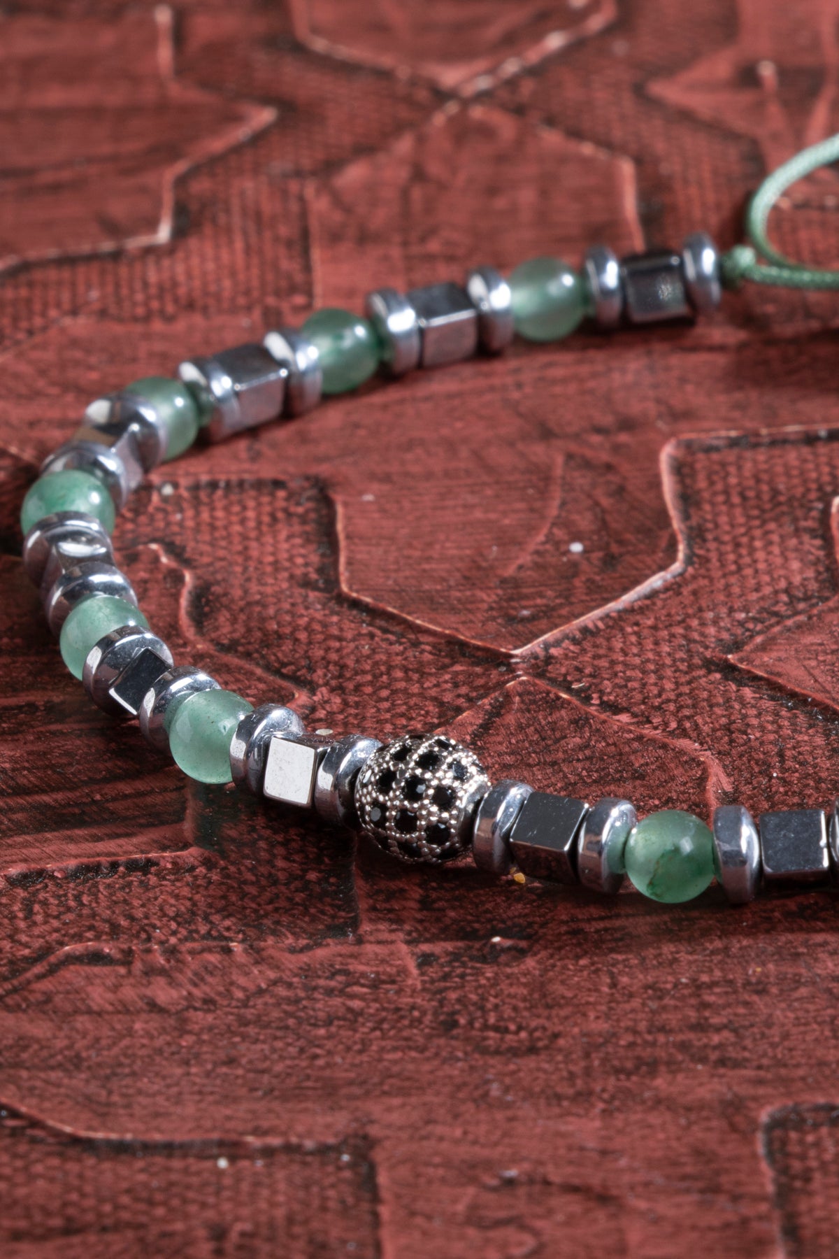 Laboratory Certified Fluorite & Hematite Natural Stone Bracelet