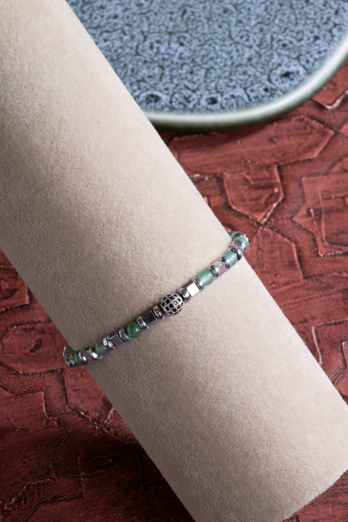 Laboratory Certified Fluorite & Hematite Natural Stone Bracelet