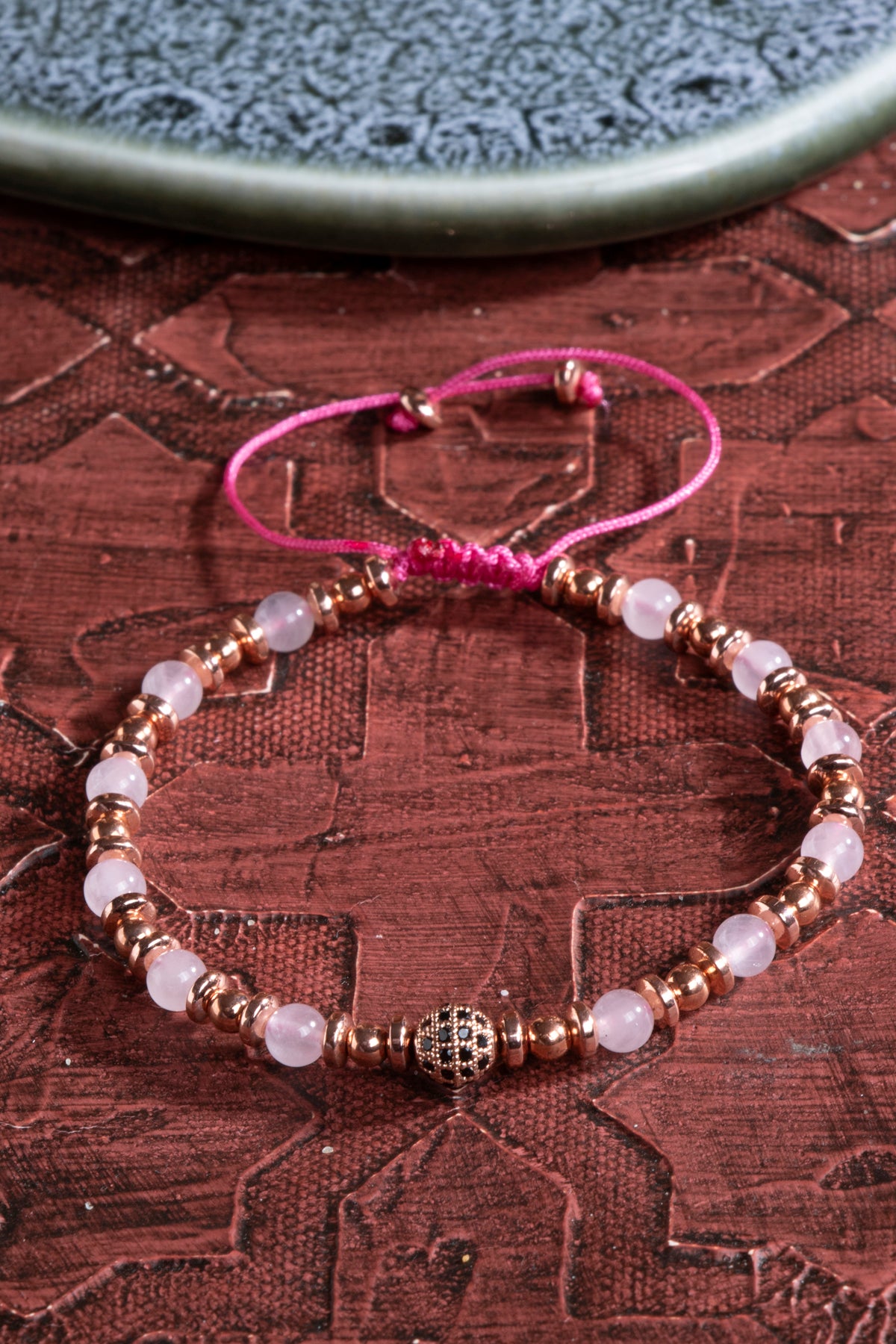 Laboratory Certified Rose Quartz & Hematite Natural Stone Bracelet