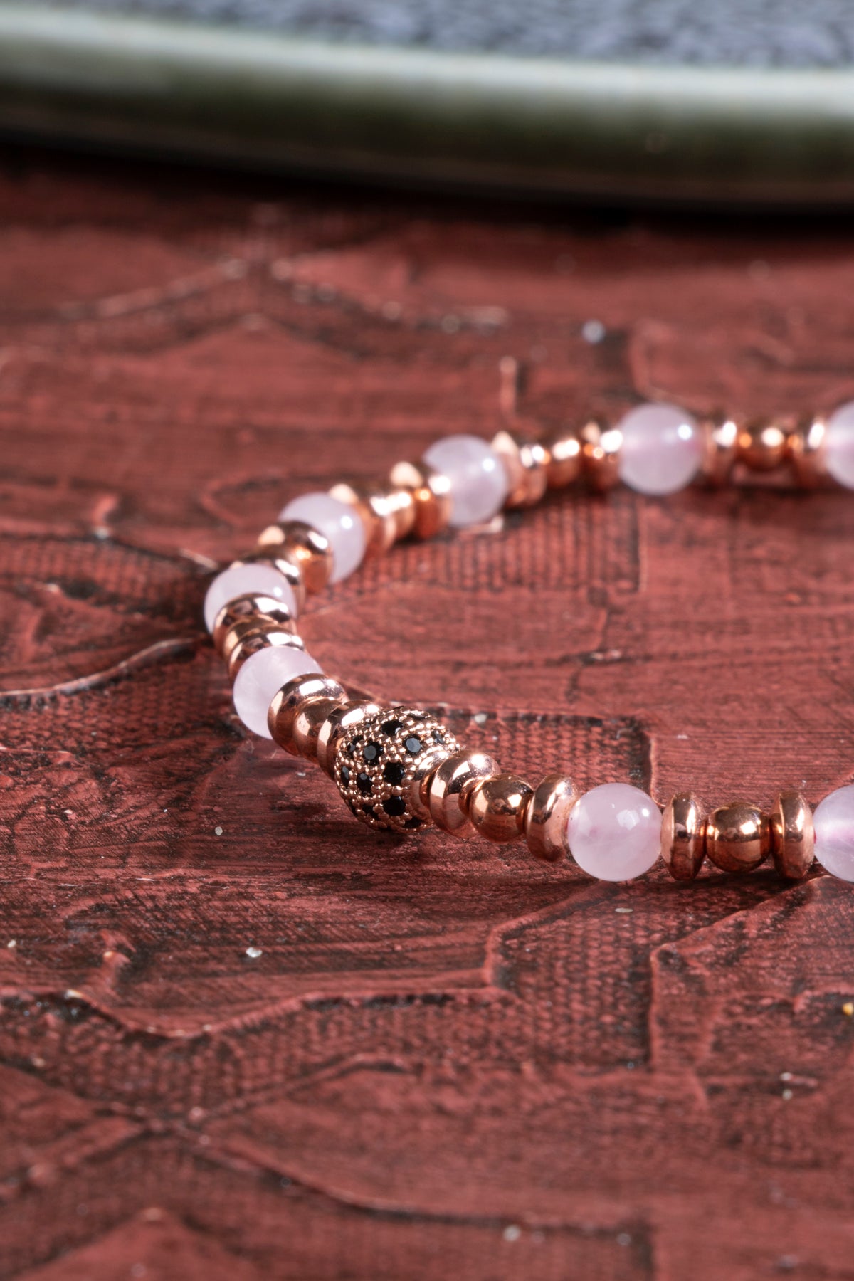 Laboratory Certified Rose Quartz & Hematite Natural Stone Bracelet