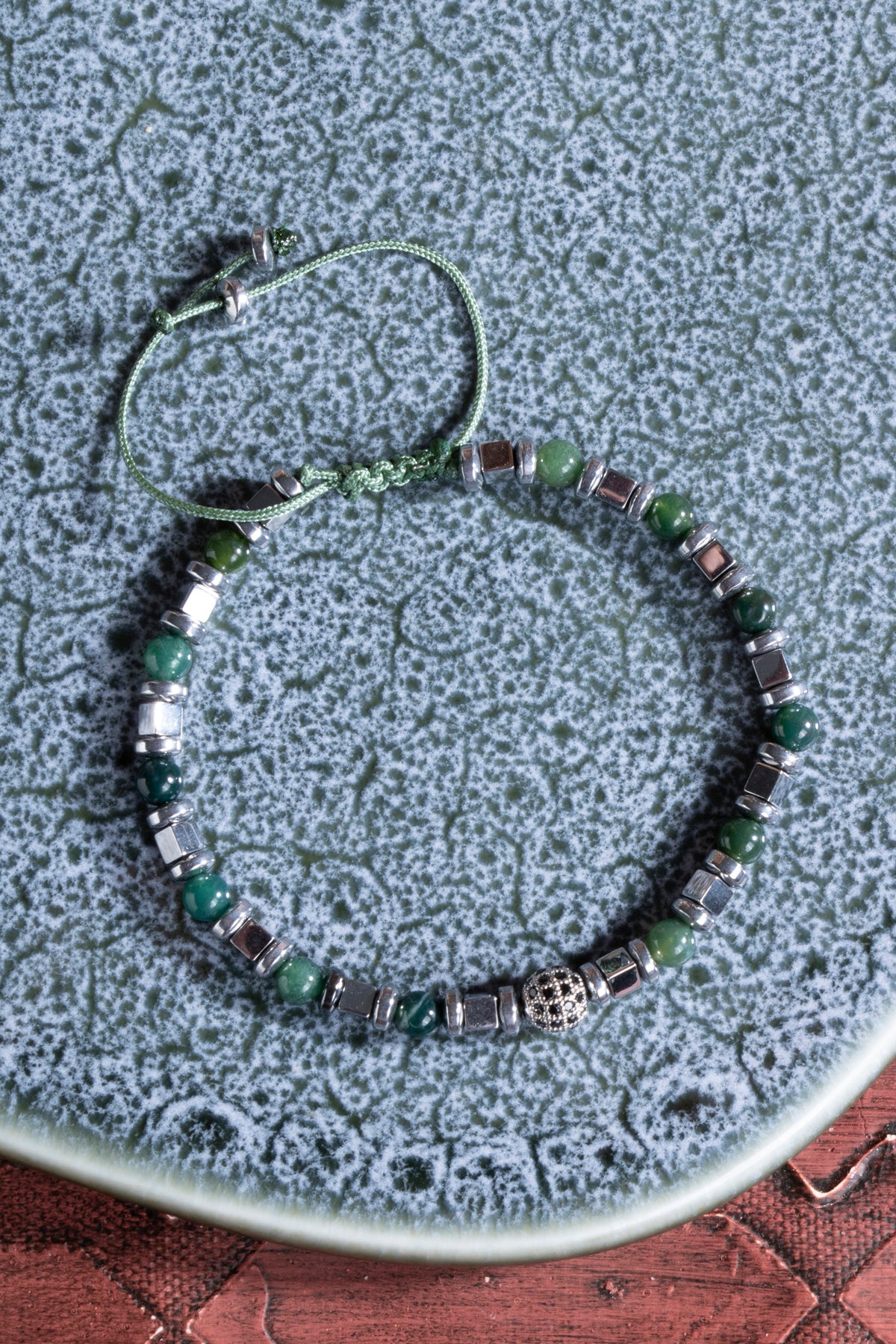 Laboratory Certified Agate & Hematite Natural Stone Bracelet