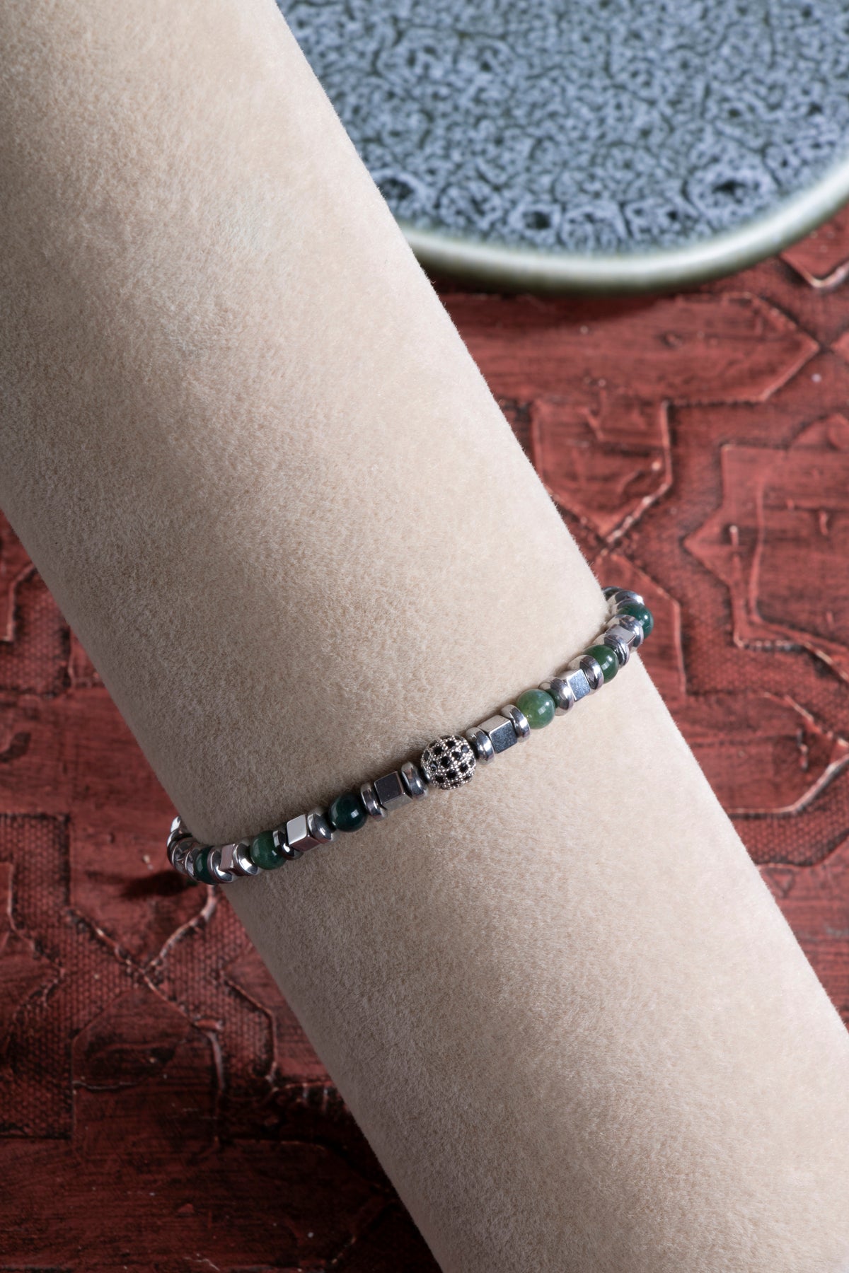 Laboratory Certified Agate & Hematite Natural Stone Bracelet