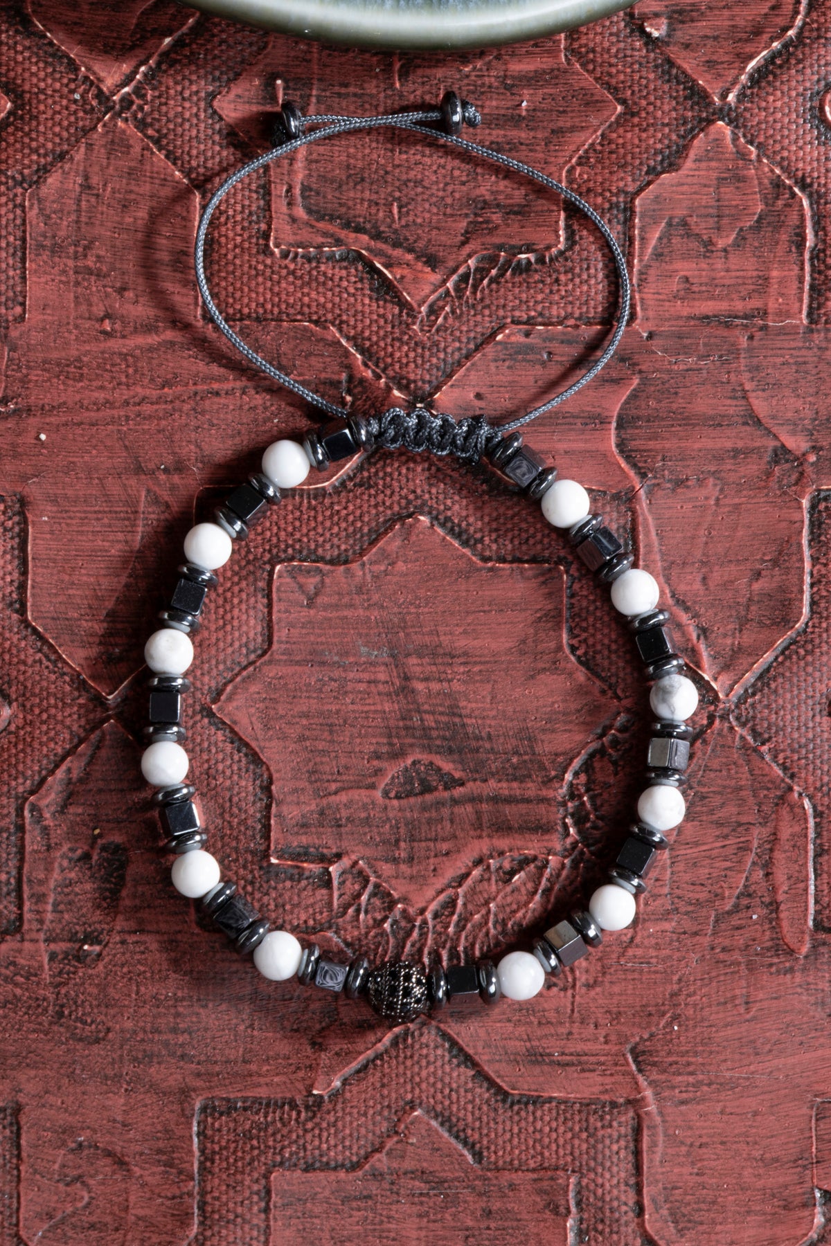 Laboratory Certified Howlite & Hematite Natural Stone Bracelet