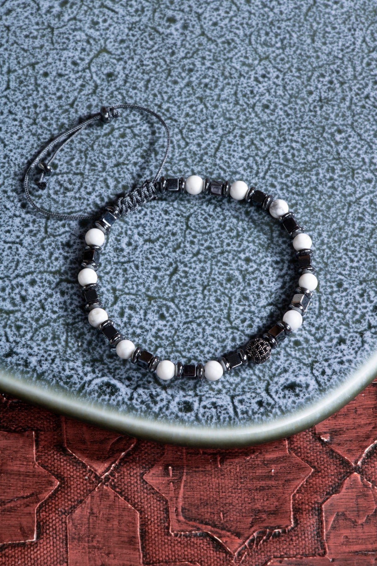 Laboratory Certified Howlite & Hematite Natural Stone Bracelet