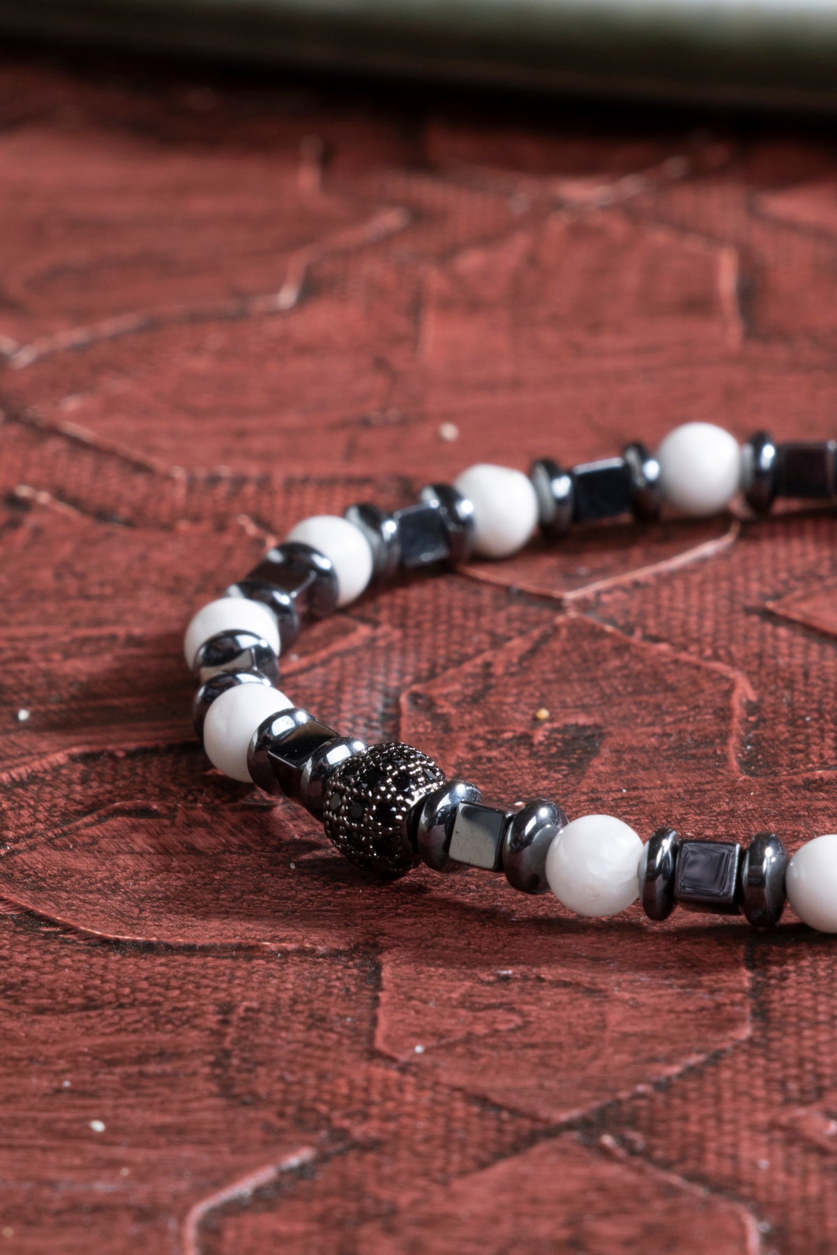 Laboratory Certified Howlite & Hematite Natural Stone Bracelet