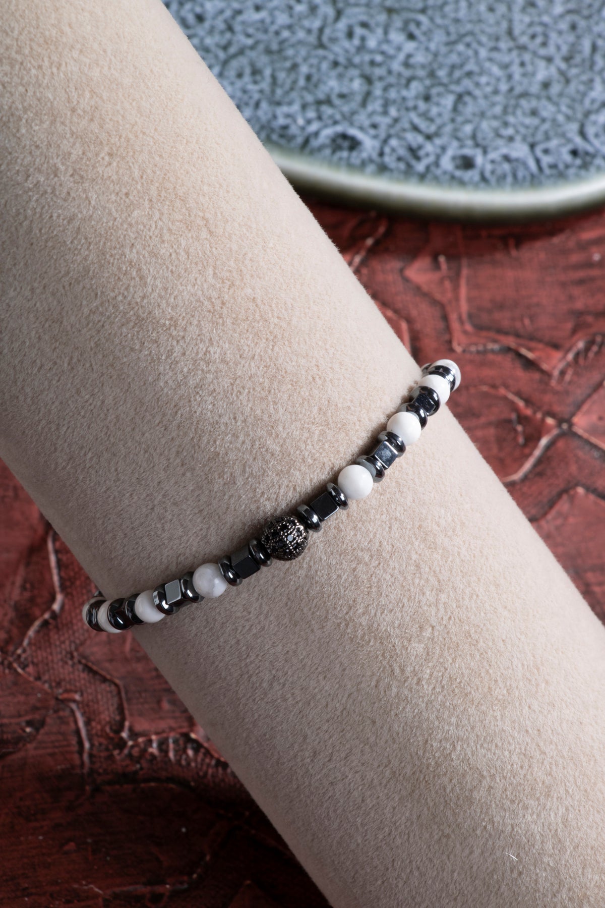 Laboratory Certified Howlite & Hematite Natural Stone Bracelet