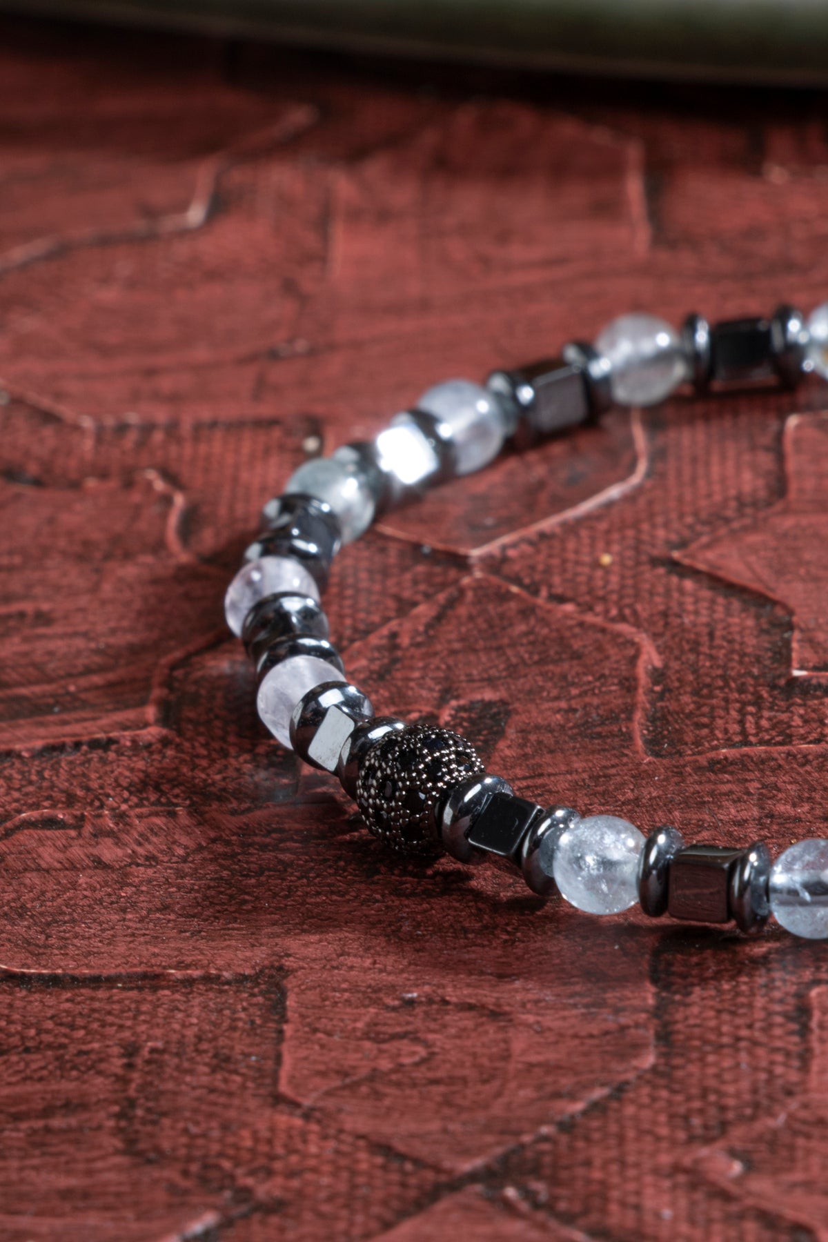 Laboratory Certified Crystal Quartz & Hematite Natural Stone Bracelet