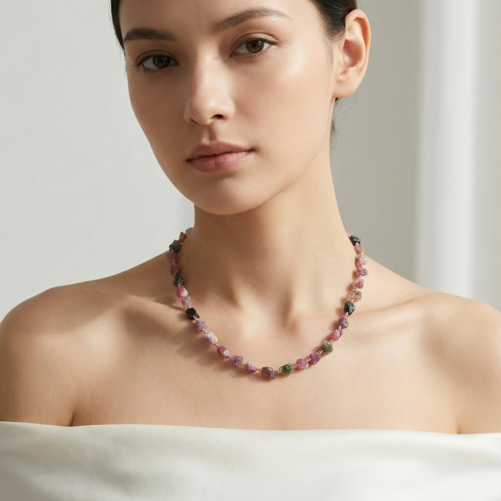 Laboratory Certified Tourmaline & Hematite Natural Stone Necklace