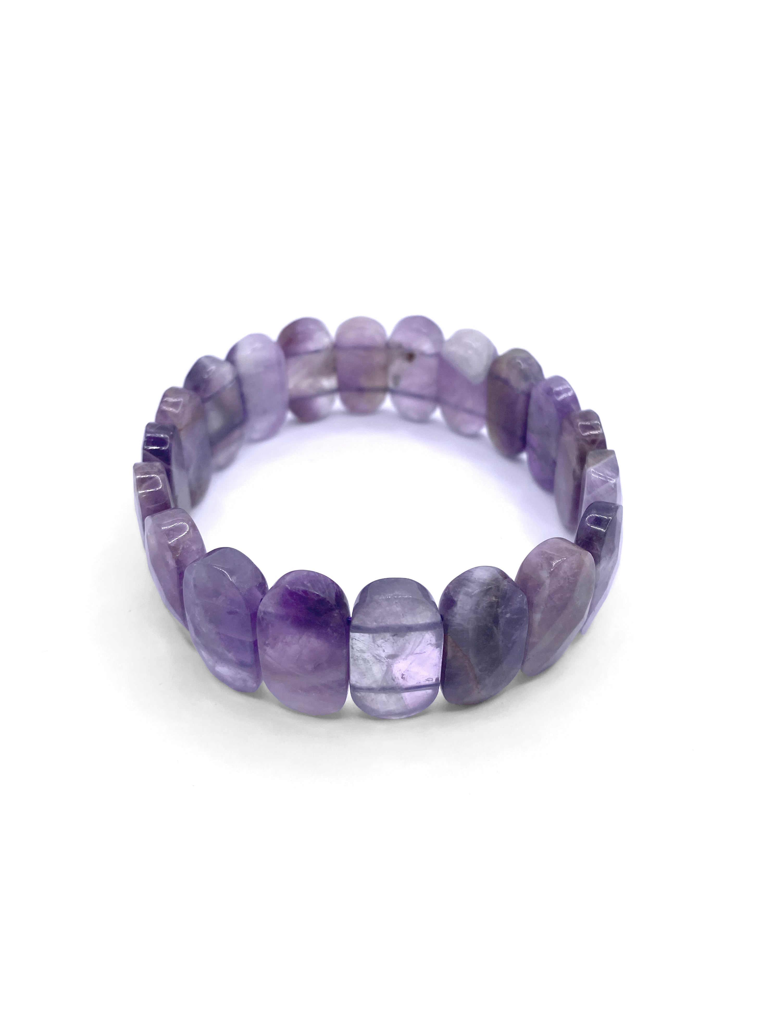 Certified Amethyst Wide Cut Natural Gemstone Bracelet