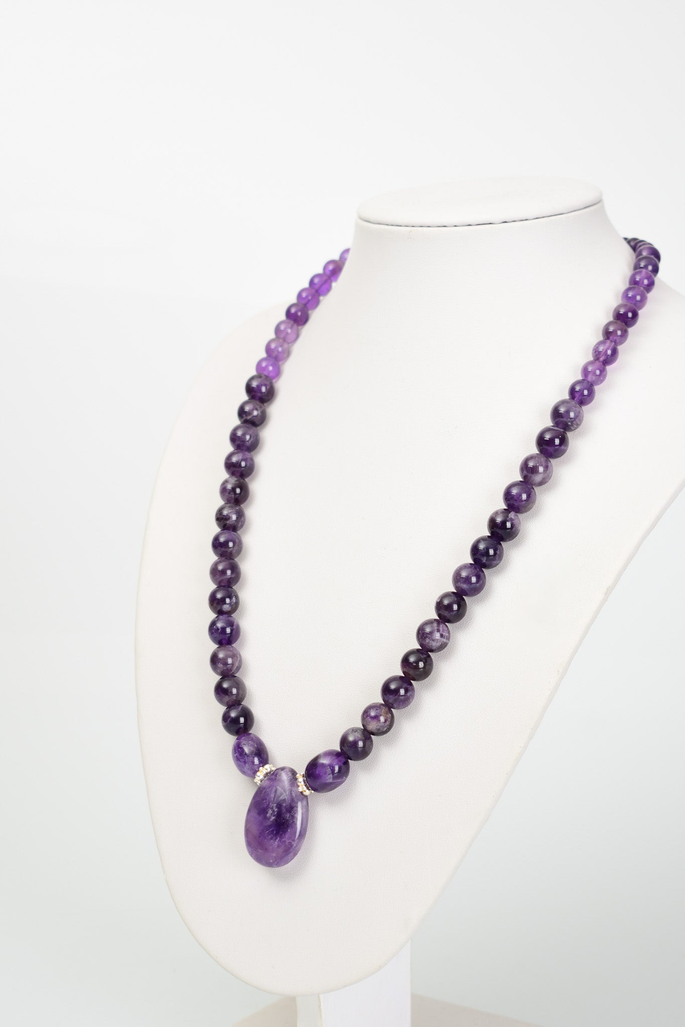 Laboratory Certified Amethyst Natural Stone 925 Sterling Silver Designer Necklace