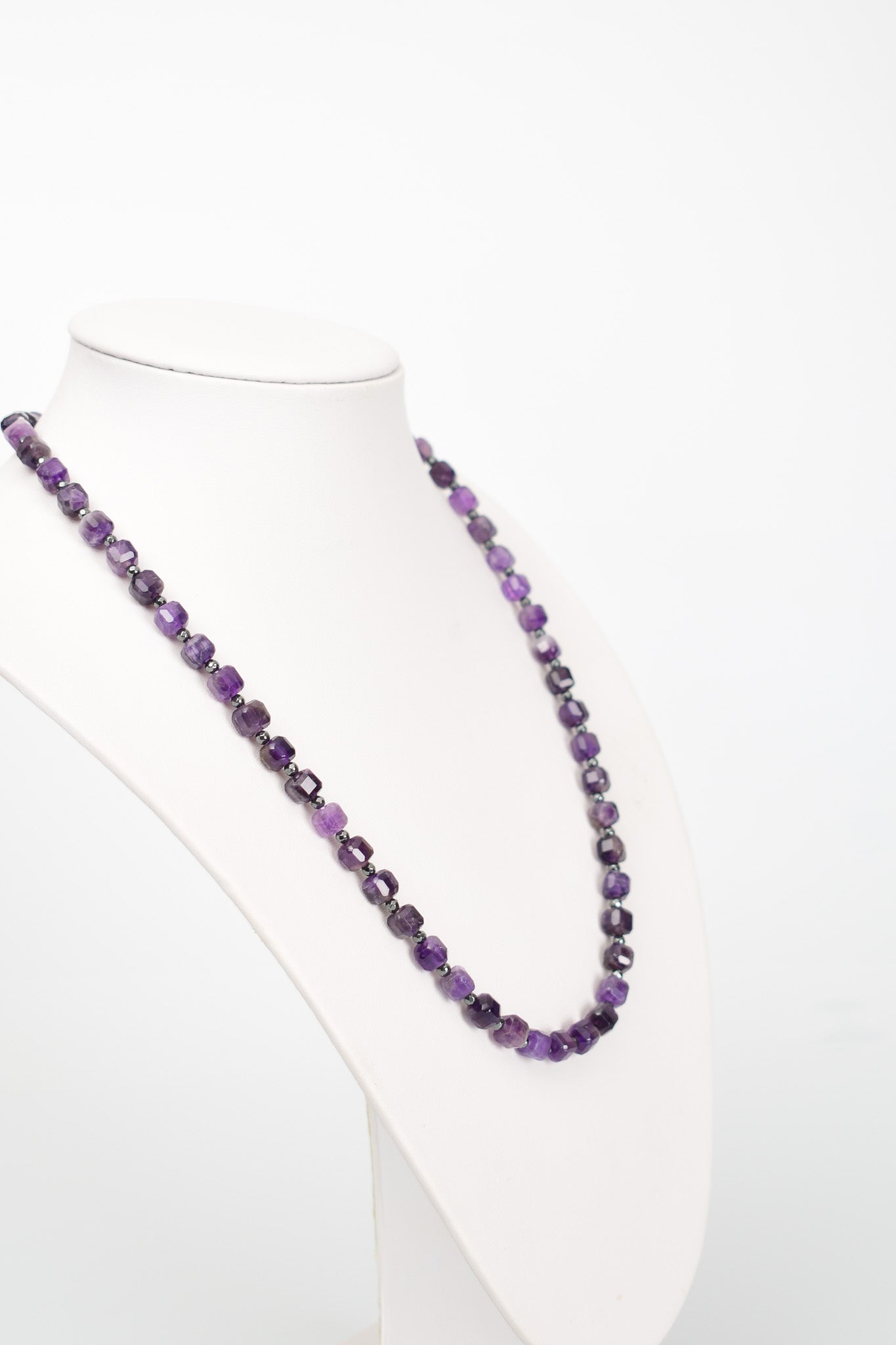 Laboratory Certified Amethyst - Hematite Natural Stone Gumus Kapama Necklace