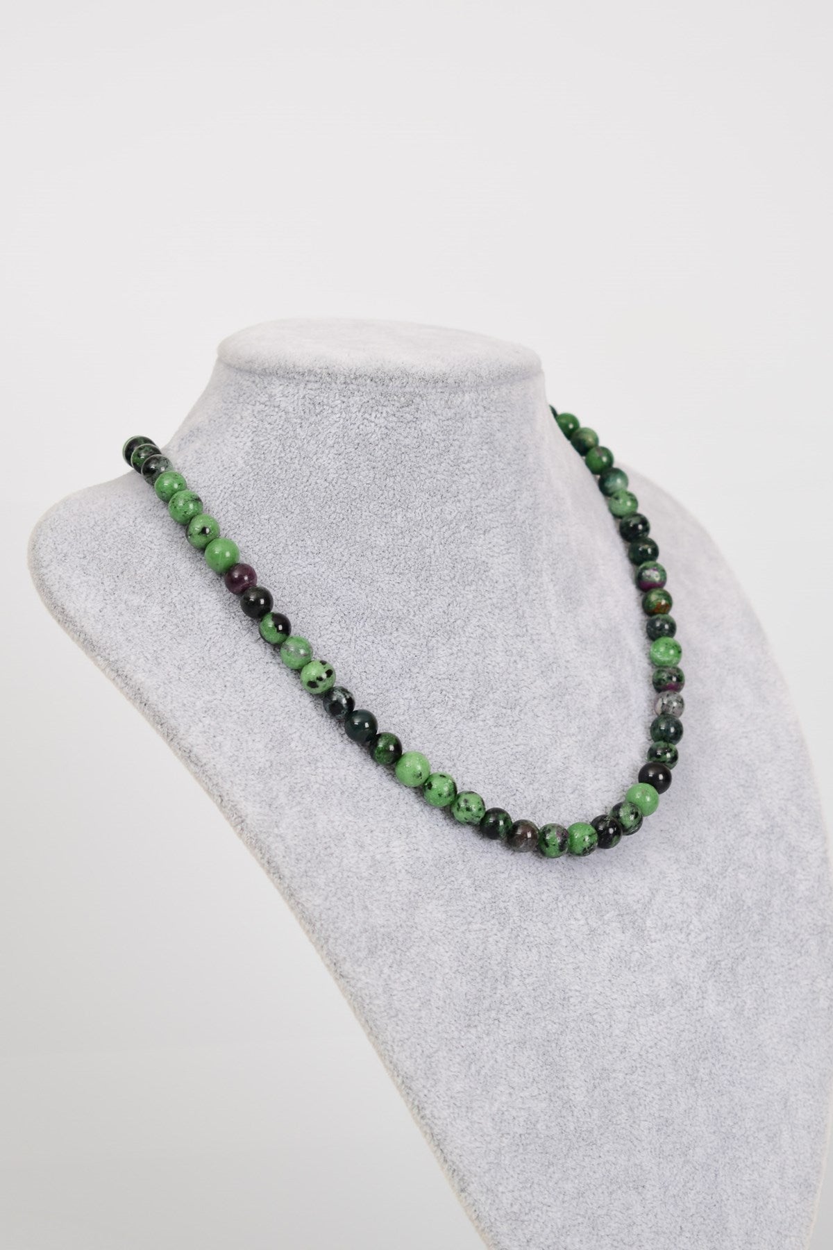 Laboratory Certified Anyolite 8 mm Natural Stone Necklace