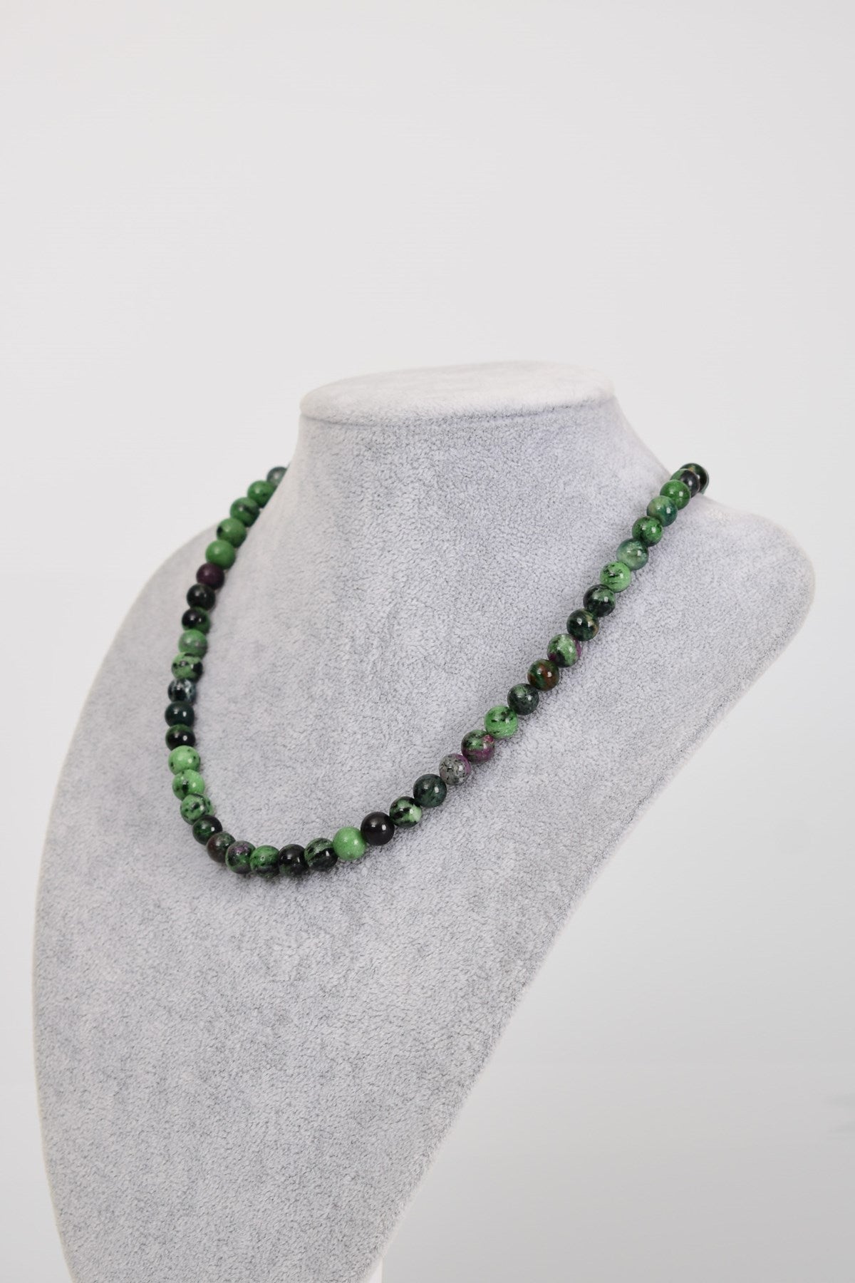 Laboratory Certified Anyolite 8 mm Natural Stone Necklace