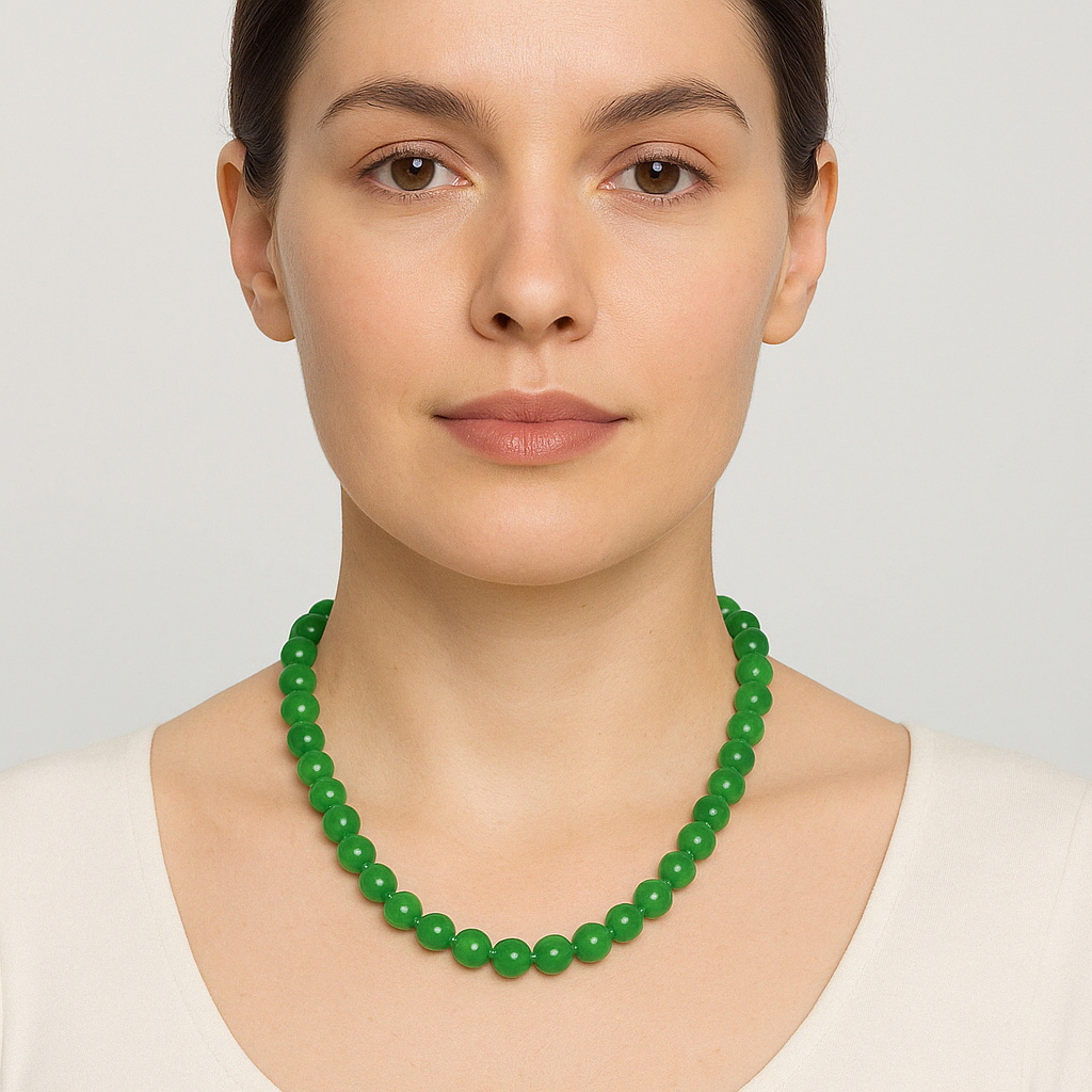 Laboratory Certified Aventurine 8 mm Natural Stone Necklace