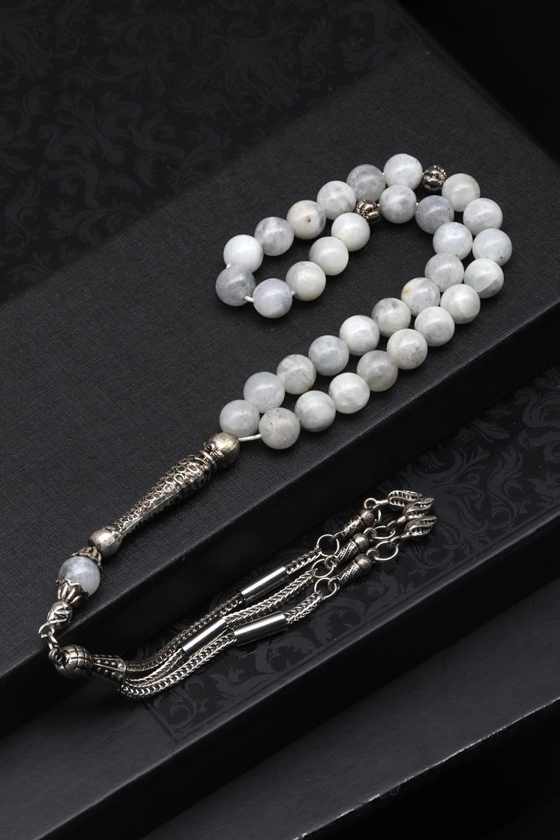 Laboratory Certified Moonstone Natural Gemstone Prayer Beads 8 mm