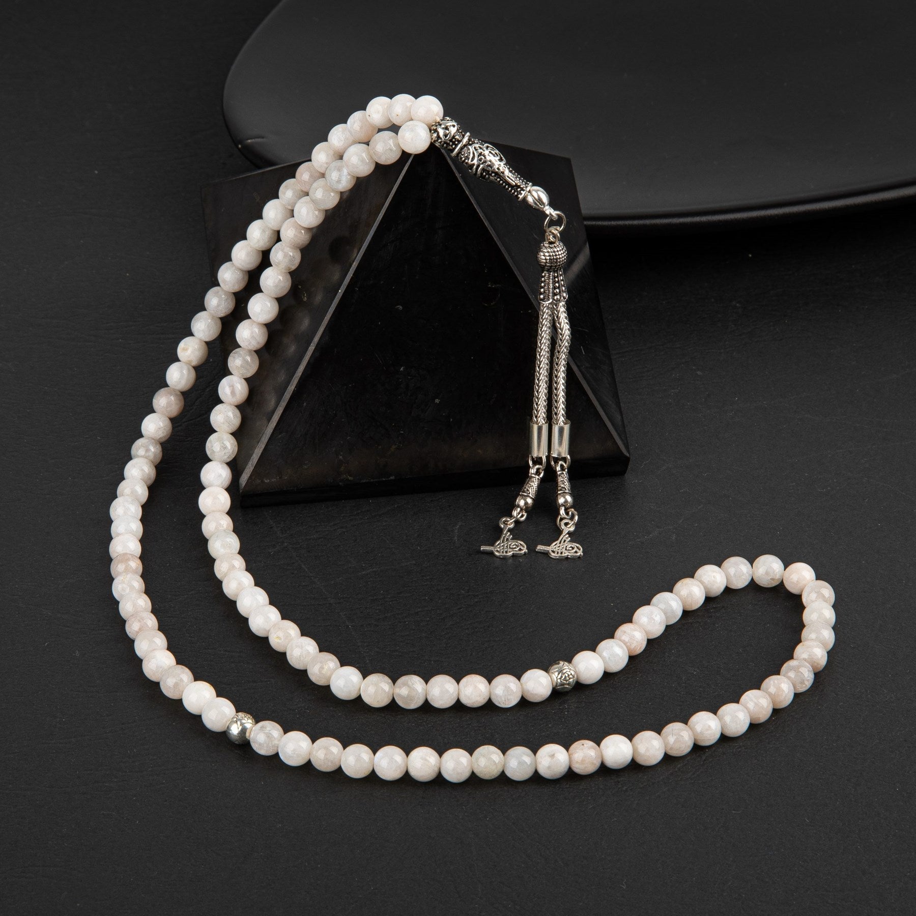 Laboratory Certified Moonstone Natural Gemstone Prayer Beads 99-Bead – 6mm