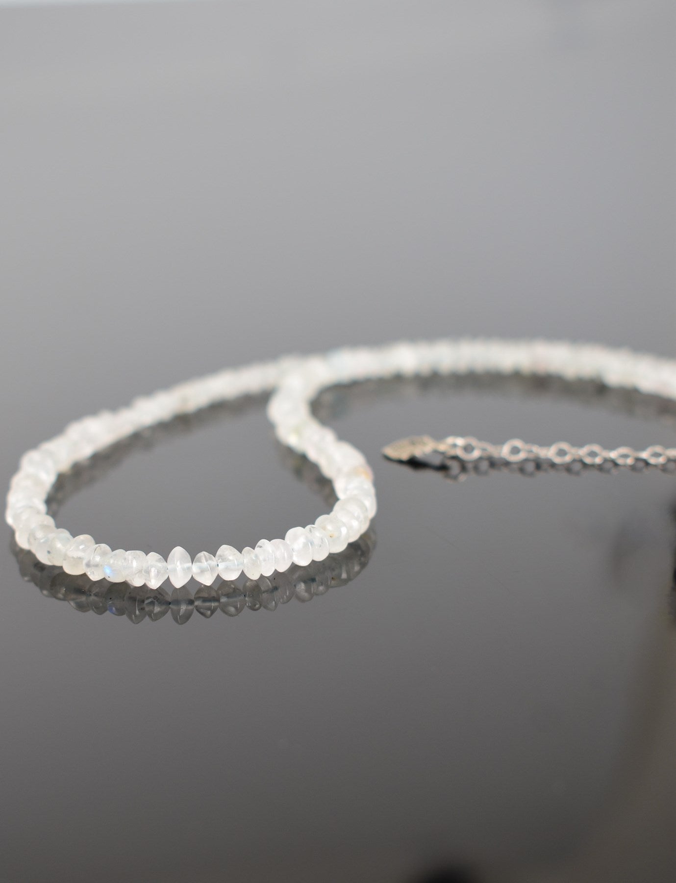 Laboratory Certified Moonstone 4 mm Natural Stone Necklace