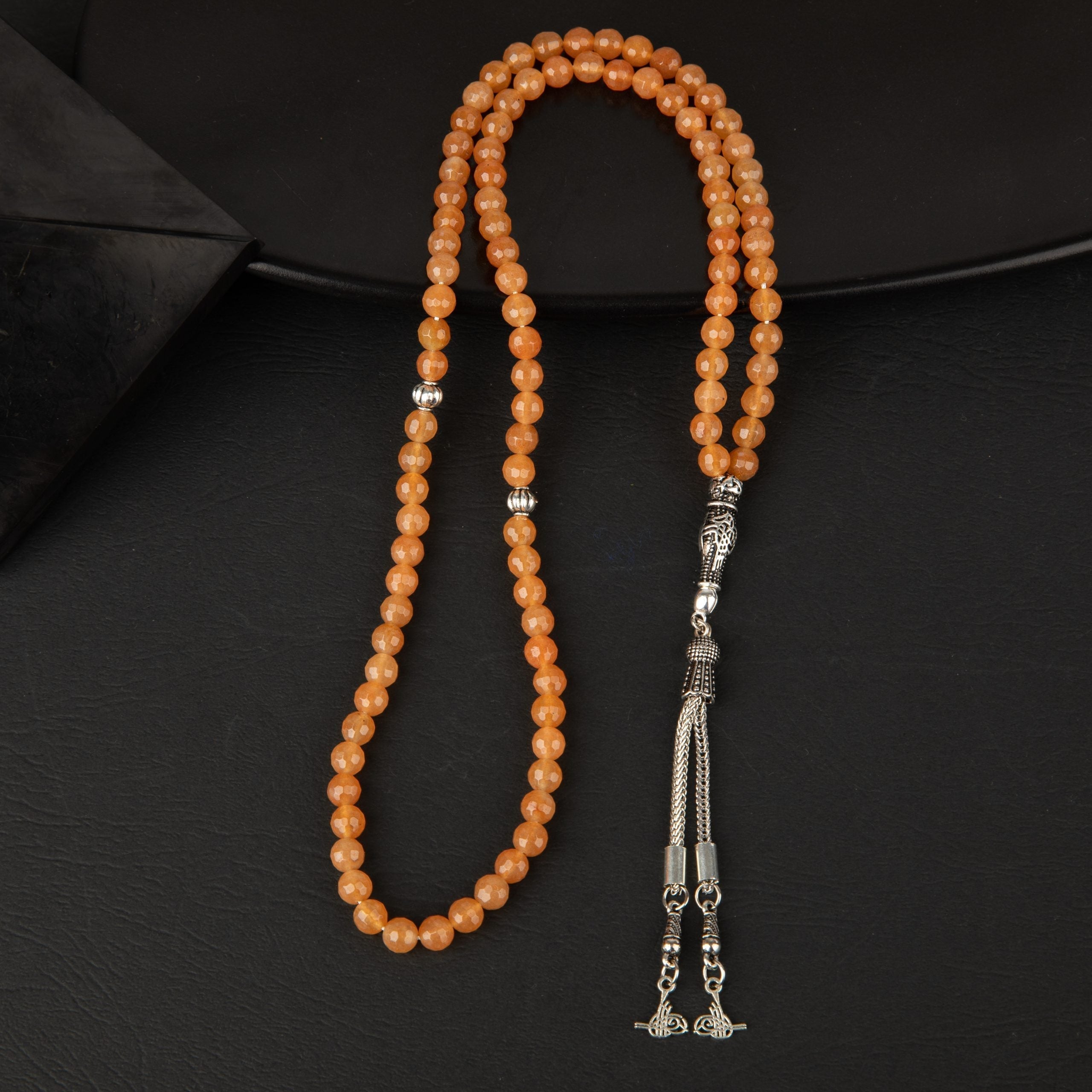 Turuncu Aventurine Natural Gemstone Prayer Beads 99-Bead – 6mm Handcrafted