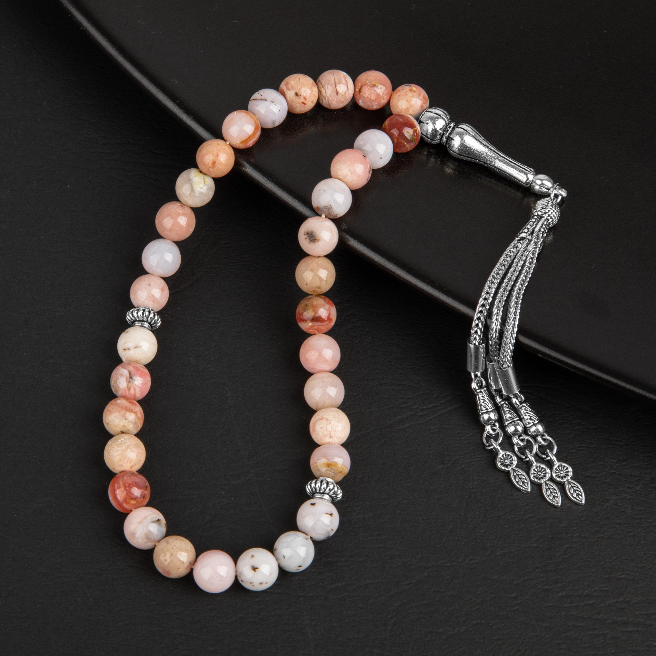 Pink Opal Natural Gemstone Prayer Beads 33-Bead – 8mm Handcrafted