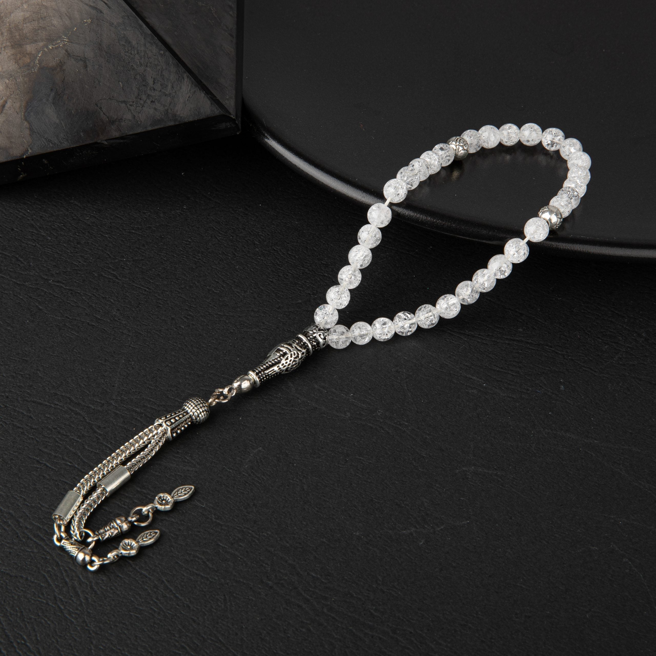 Rock Crystal Natural Gemstone Prayer Beads 33-Bead – 6mm Handcrafted