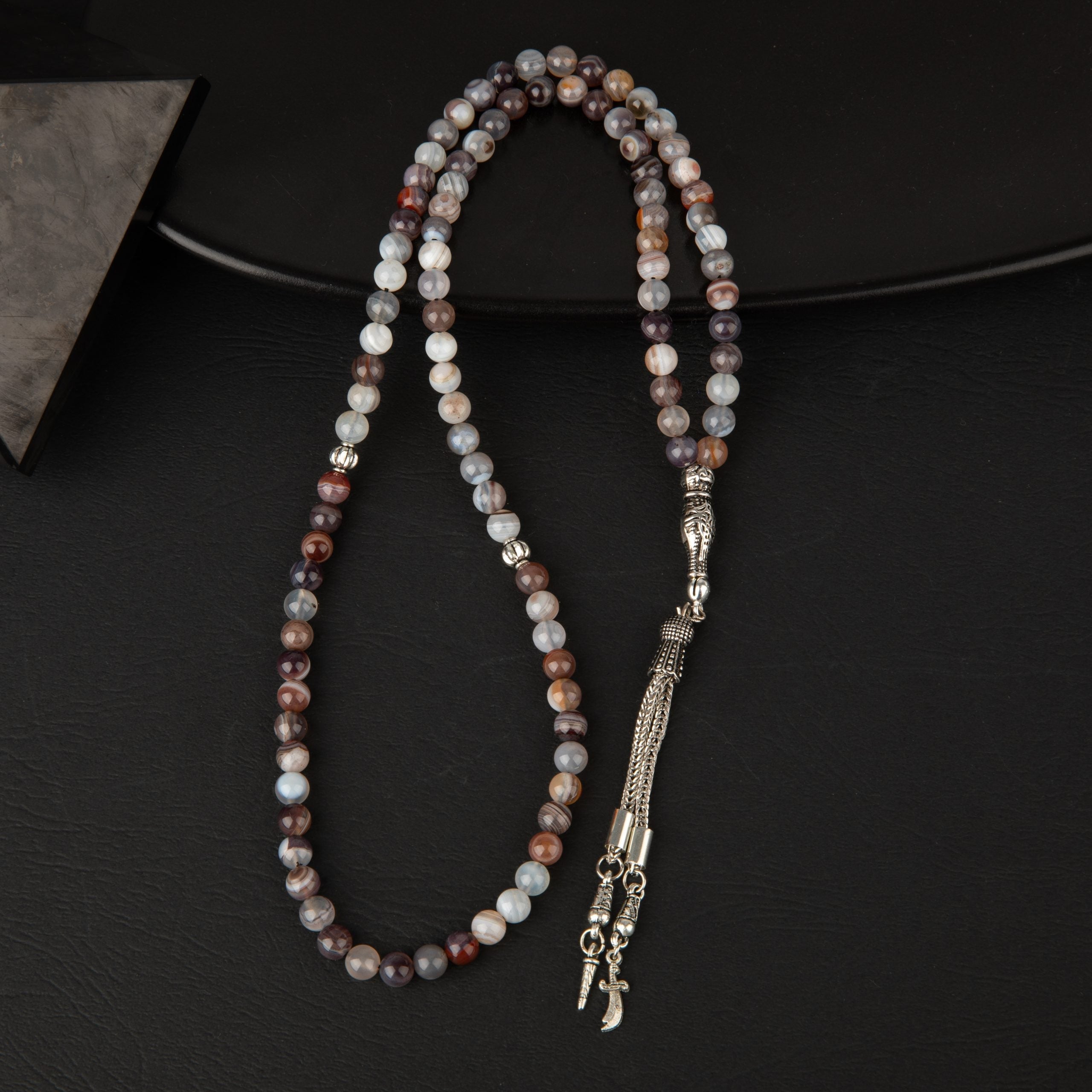 Botswana Agate Natural Gemstone Prayer Beads 99-Bead – 6mm Handcrafted