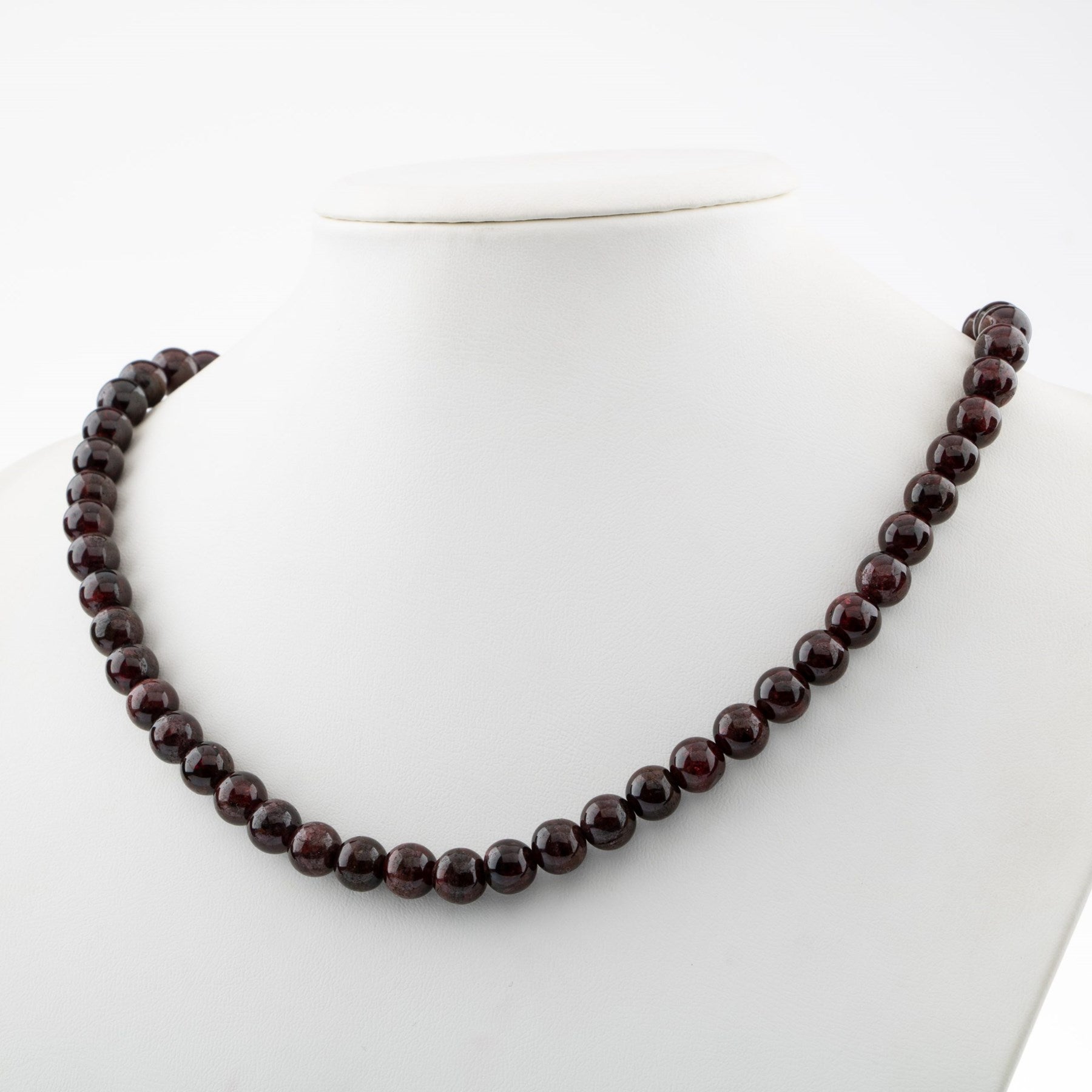 Laboratory Certified Burgundy Garnet 8 mm Natural Stone Necklace