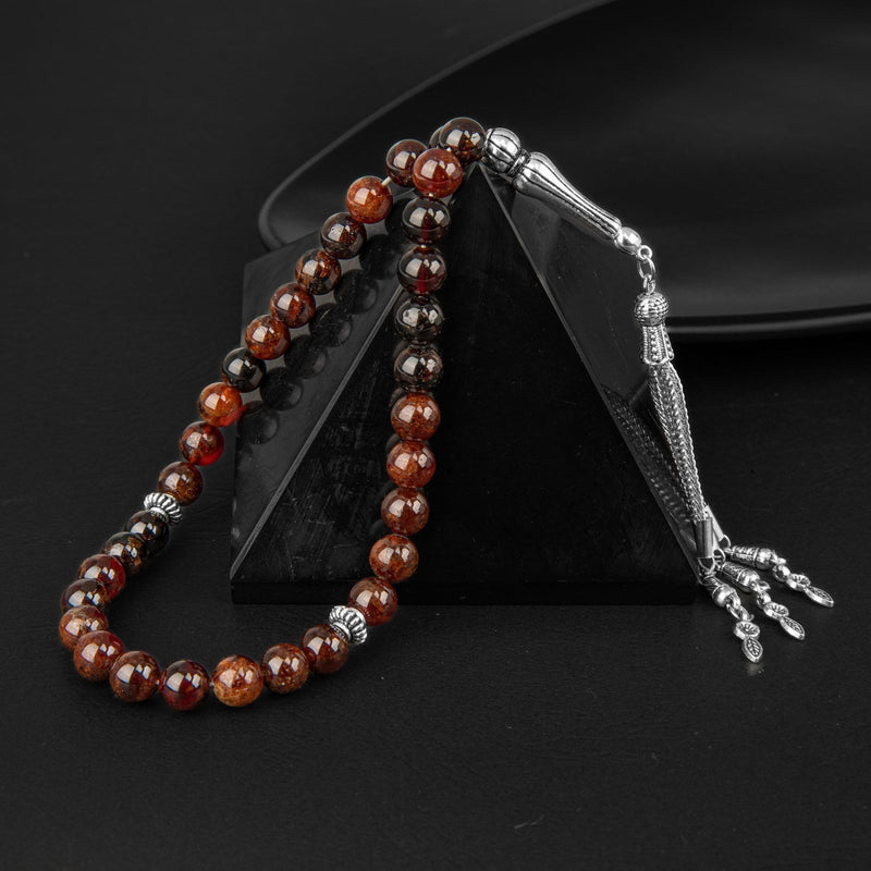 Laboratory Certified Burgundy Garnet Natural Gemstone Prayer Beads 33-Bead – 8mm