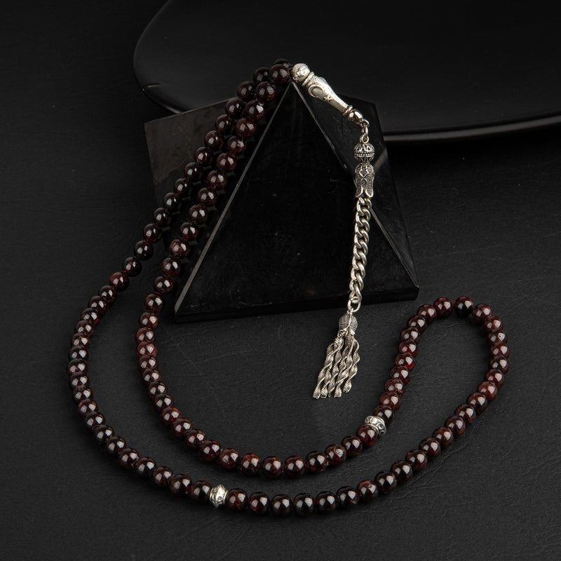 Laboratory Certified Burgundy Garnet Natural Gemstone Prayer Beads 99-Bead – 6mm