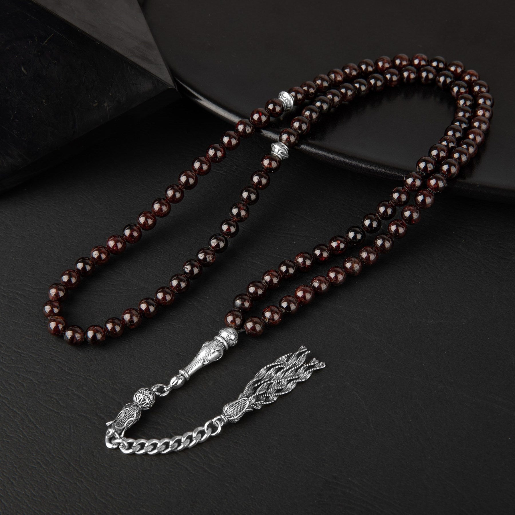 Laboratory Certified Burgundy Garnet Natural Gemstone Prayer Beads 99-Bead – 6mm