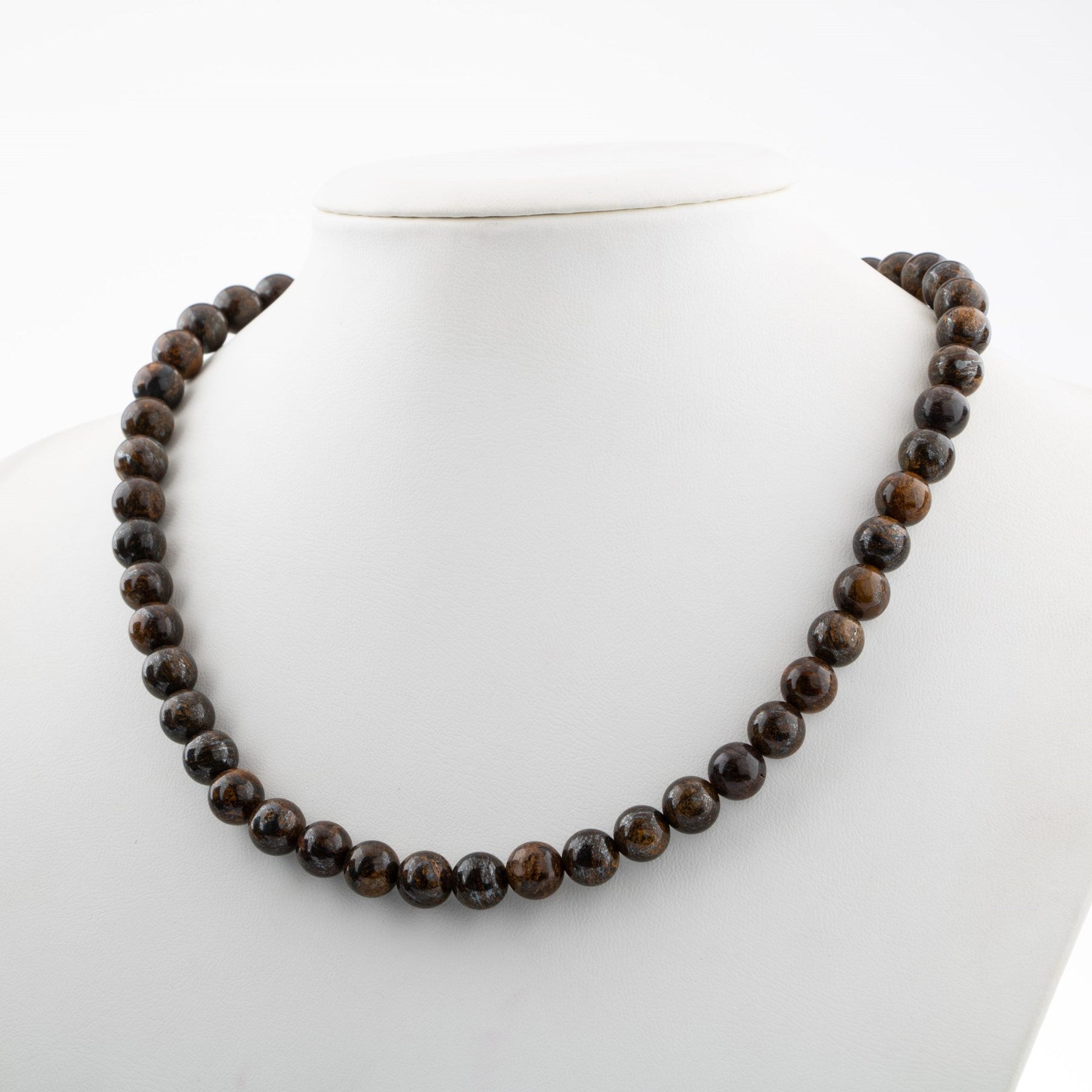 Laboratory Certified Bronzite 8 mm Natural Stone Necklace