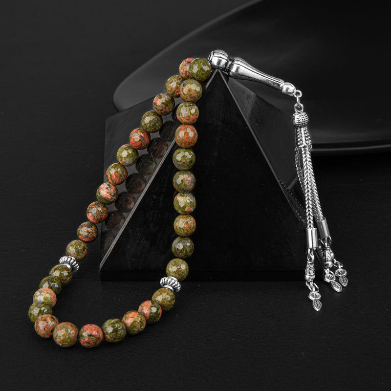 Laboratory Certified Unakite Natural Gemstone Prayer Beads 33-Bead – 8mm