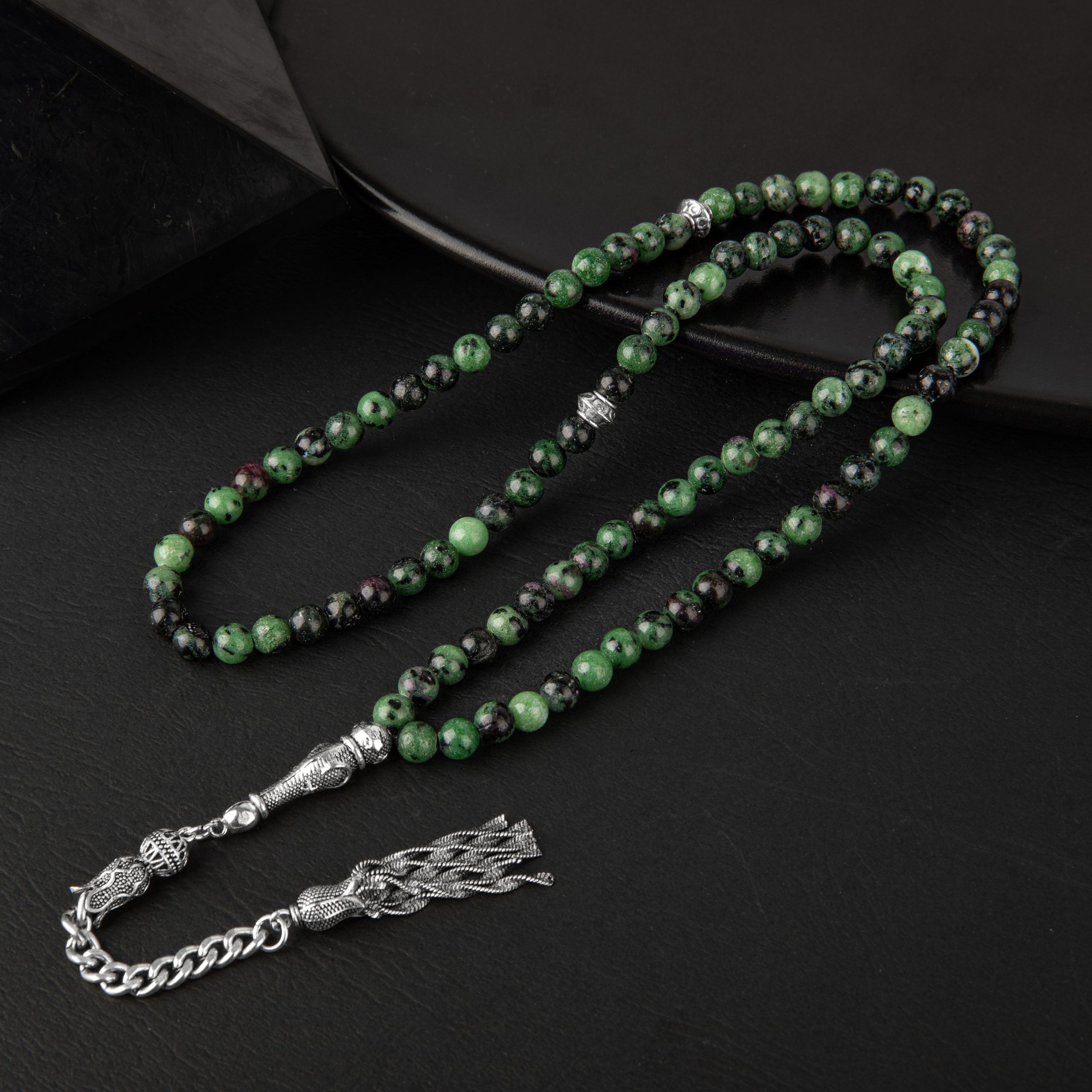 Anyolite Natural Gemstone Prayer Beads 99-Bead – 6mm Handcrafted