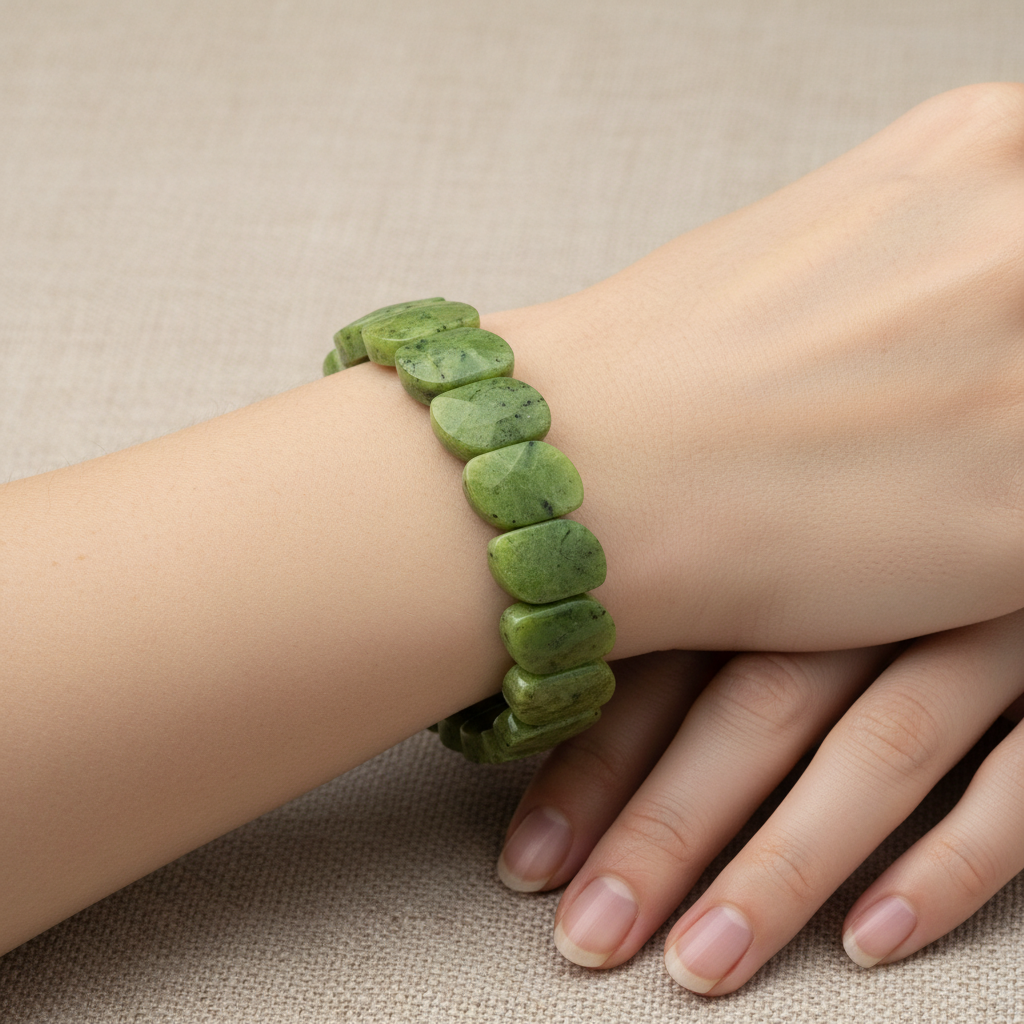 Jade Wide Cut Special Cut Natural Gemstone Bracelet
