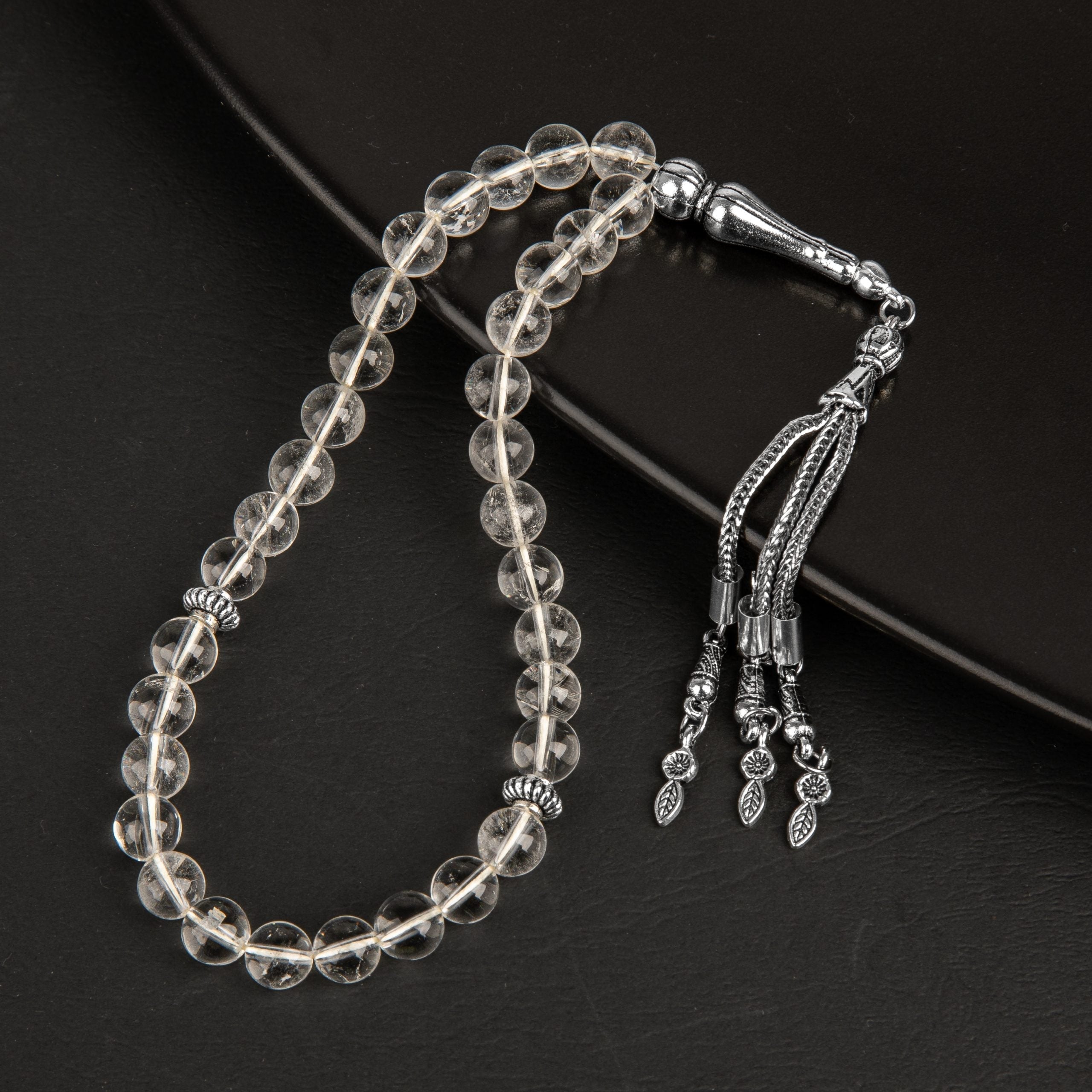 Crystal Quartz Natural Gemstone Prayer Beads 33-Bead – 8mm Handcrafted