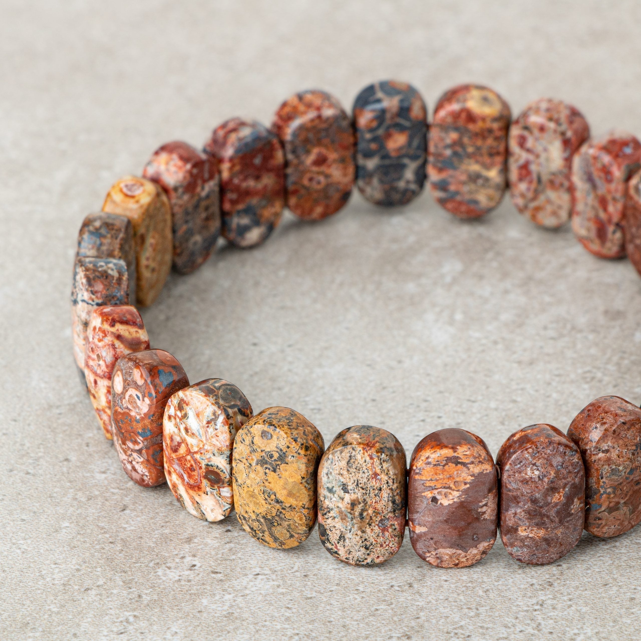 Certified Brown Jasper Wide Cut Natural Gemstone Bracelet